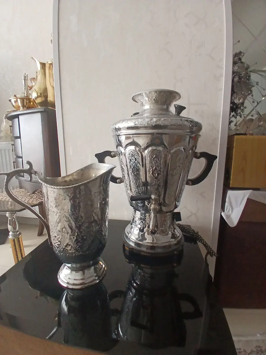 فروش سماور برقی کندکاری اصفهان همراه با پارچ آب|سماور، چای‌ساز، قهوه‌ساز|سهند, |دیوار