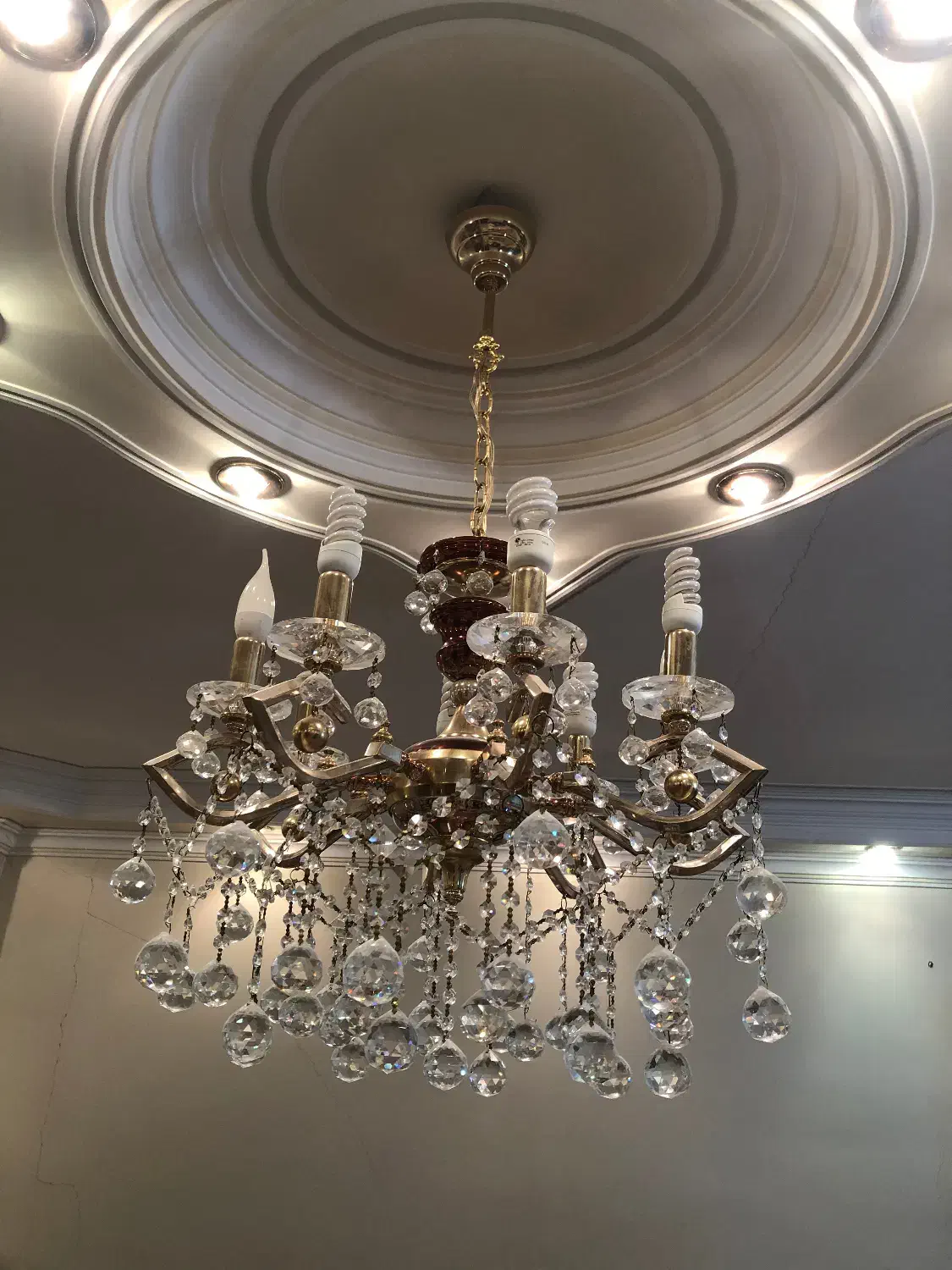 یک جفت لوستر ۸ شاخه با آبکاری طلا ساخت خارجی|لوستر و چراغ آویز|قزوین, |دیوار