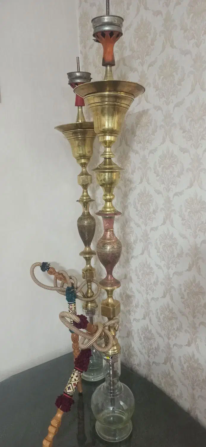 قلیان قلیون عربی برنجی با کوزه یخ . سنگین|کلکسیون و سرگرمی|هشتگرد, شهرک بعثت|دیوار