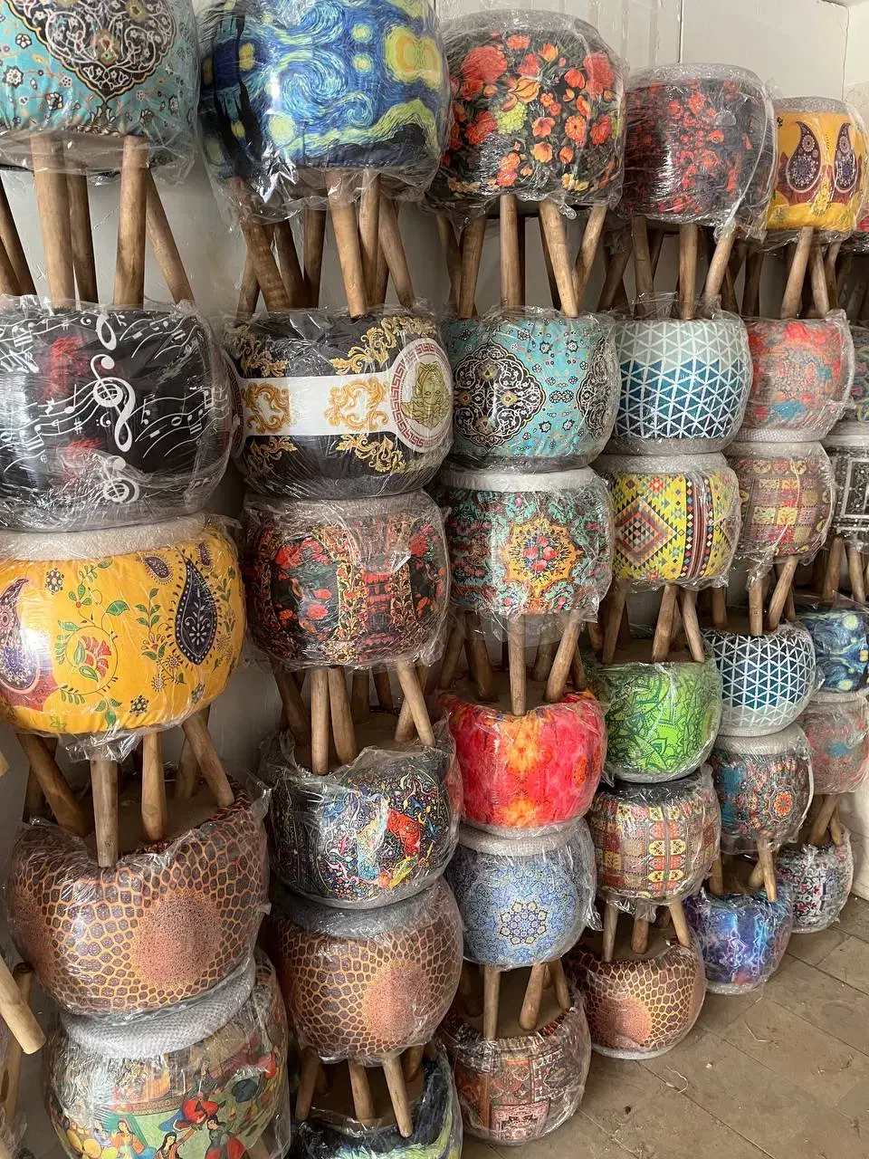 پاف مراکشی گرد چهارپایه چوبی|صندلی و نیمکت|سیرجان, |دیوار