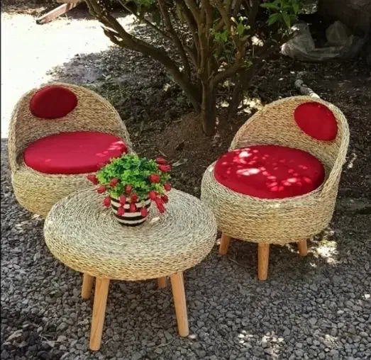 میزعسلی  صندلی حصیری|میز و صندلی غذاخوری|آستانه اشرفیه, |دیوار