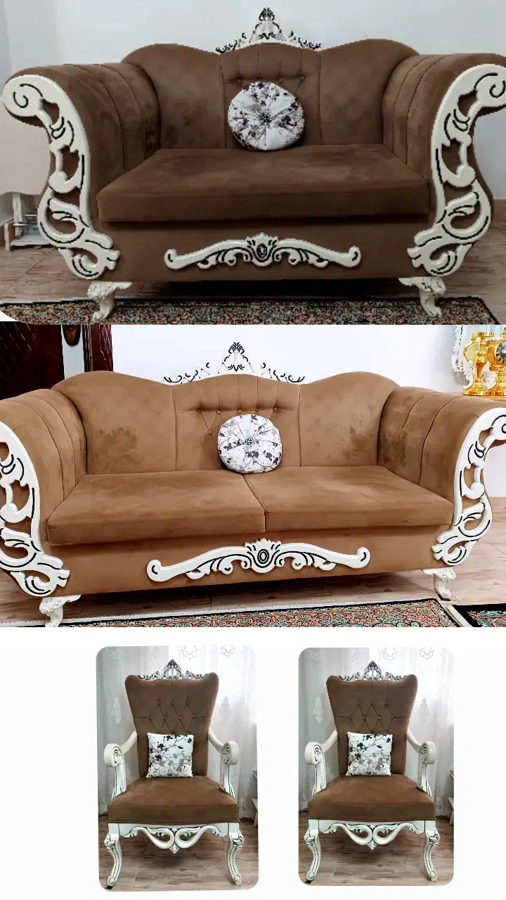 یه دست مبل ۷ نفره نیمه کلاسیک|مبلمان خانگی و میز عسلی|رشت, نخودچر|دیوار