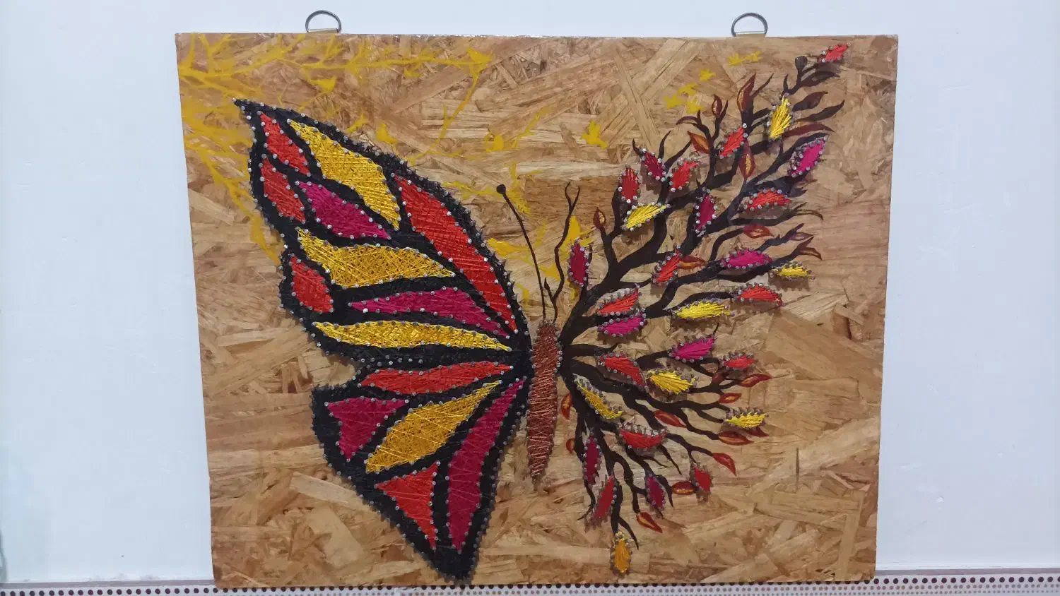 تابلو تلفیقی نخ ومیخ و رزین|تابلو، نقاشی، عکس|گنبد کاووس, |دیوار