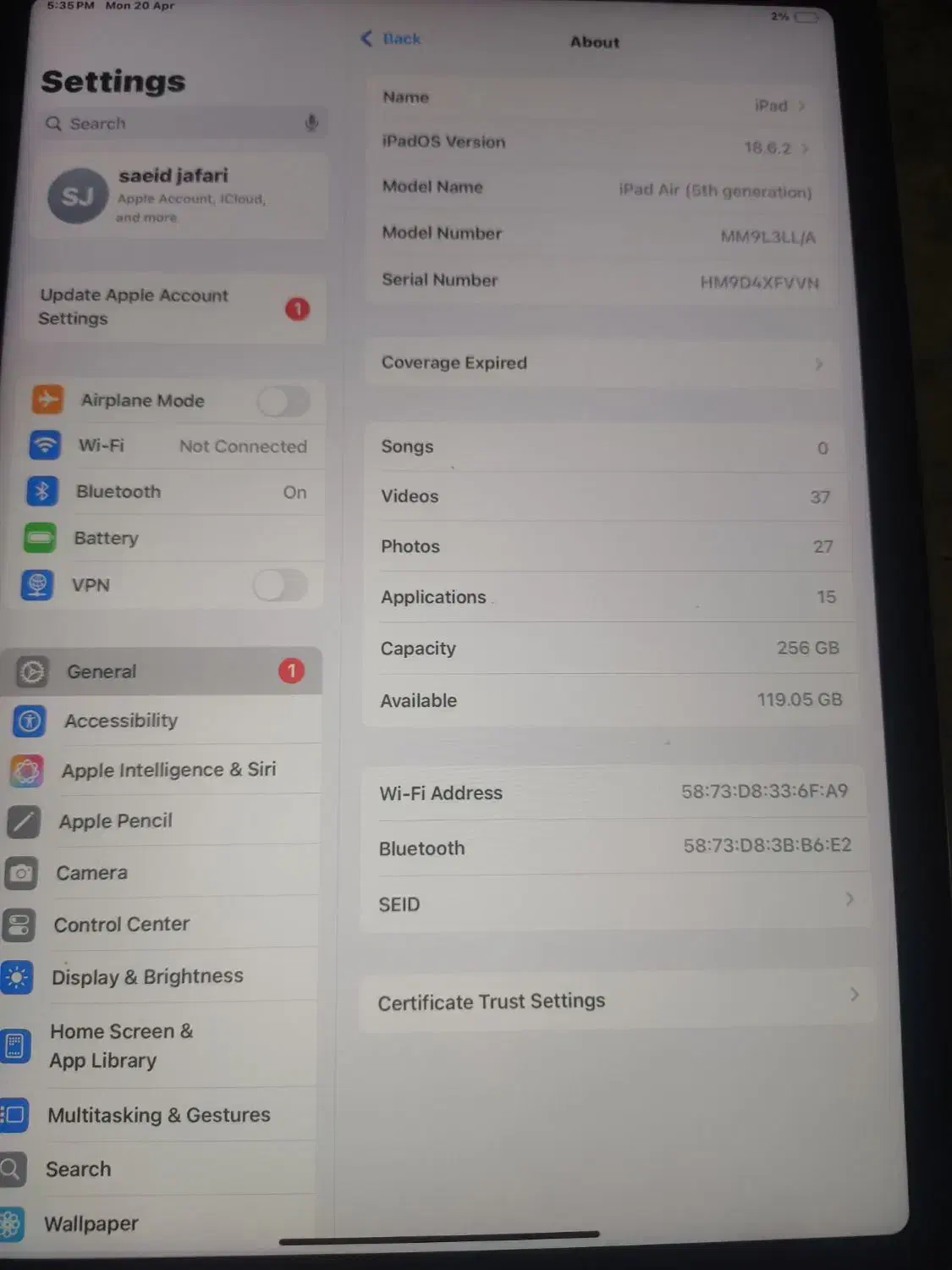ipad air5 256gb|تبلت|پاکدشت, پاکدشت (مامازند)|دیوار