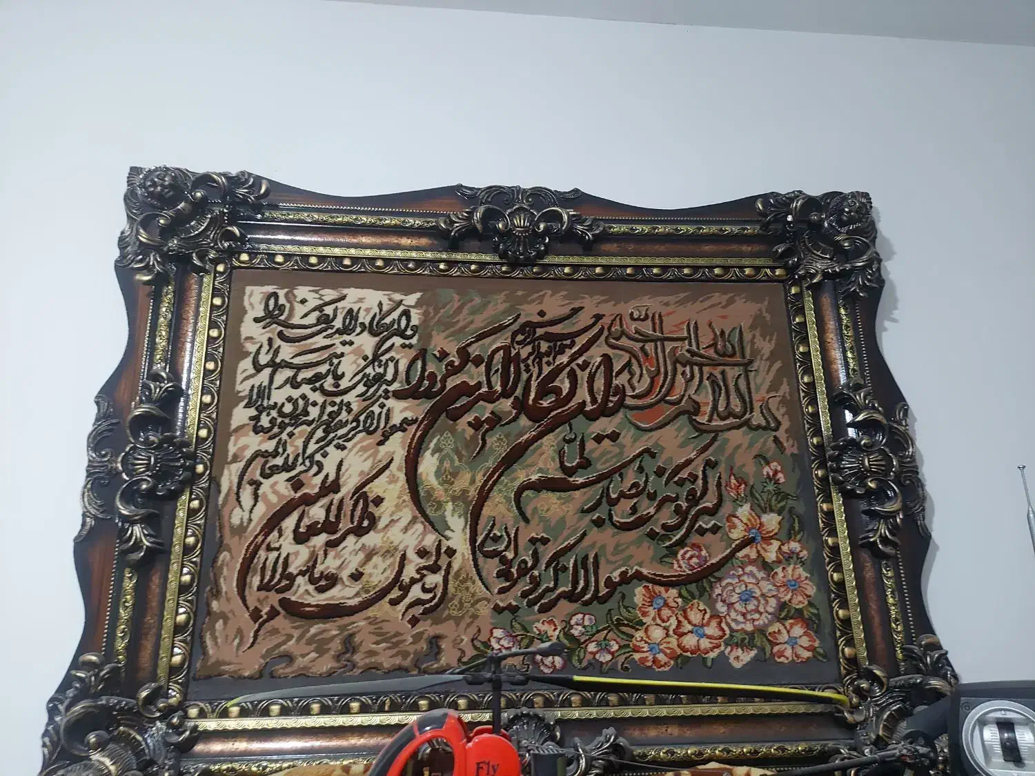 تابلو فرش گل ابریشم دست بافت|تابلو فرش|قنوات, |دیوار