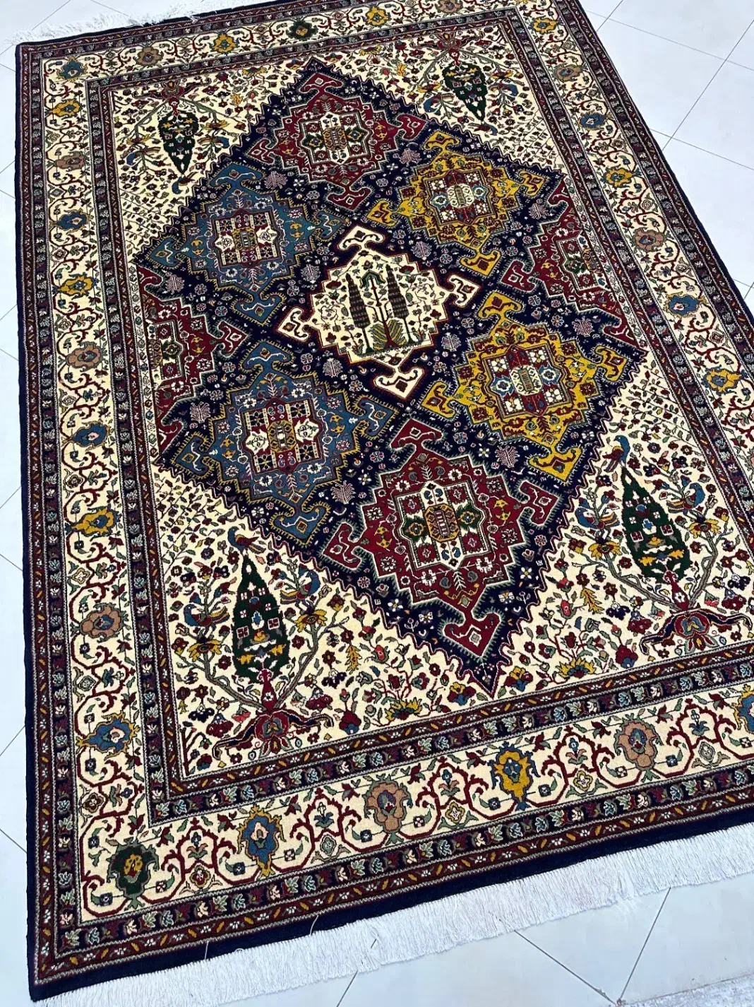 فرش دستبافت 6متری گل ابریشم کشکولی/اقساطی|فرش|مشهد, سجاد شهر|دیوار