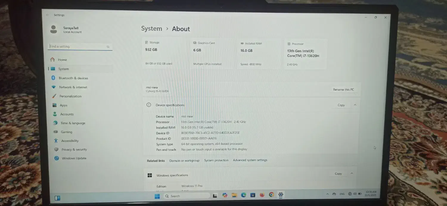 لب تاب msi|رایانه همراه|رباطکریم, رباطکریم|دیوار