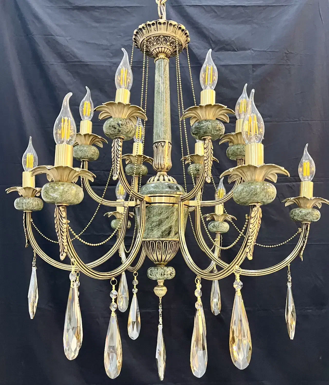 لوسترالماس روژینا سنگی برنج/۶شاخه دوبلAB light 456|لوستر و چراغ آویز|تهران, نعمت‌آباد|دیوار