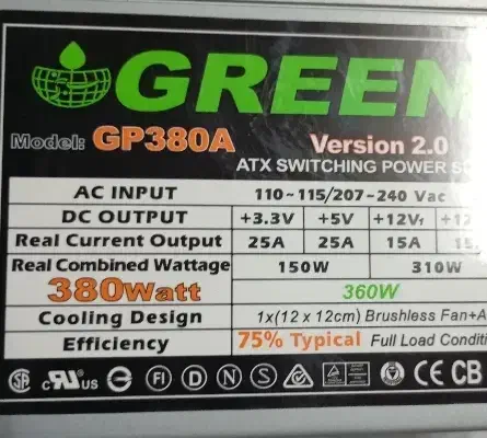 پاور گرین ۳۸۰ اصل برای کامپیوتر|قطعات و لوازم جانبی رایانه|اسلام‌شهر, شهرک مفیدی|دیوار