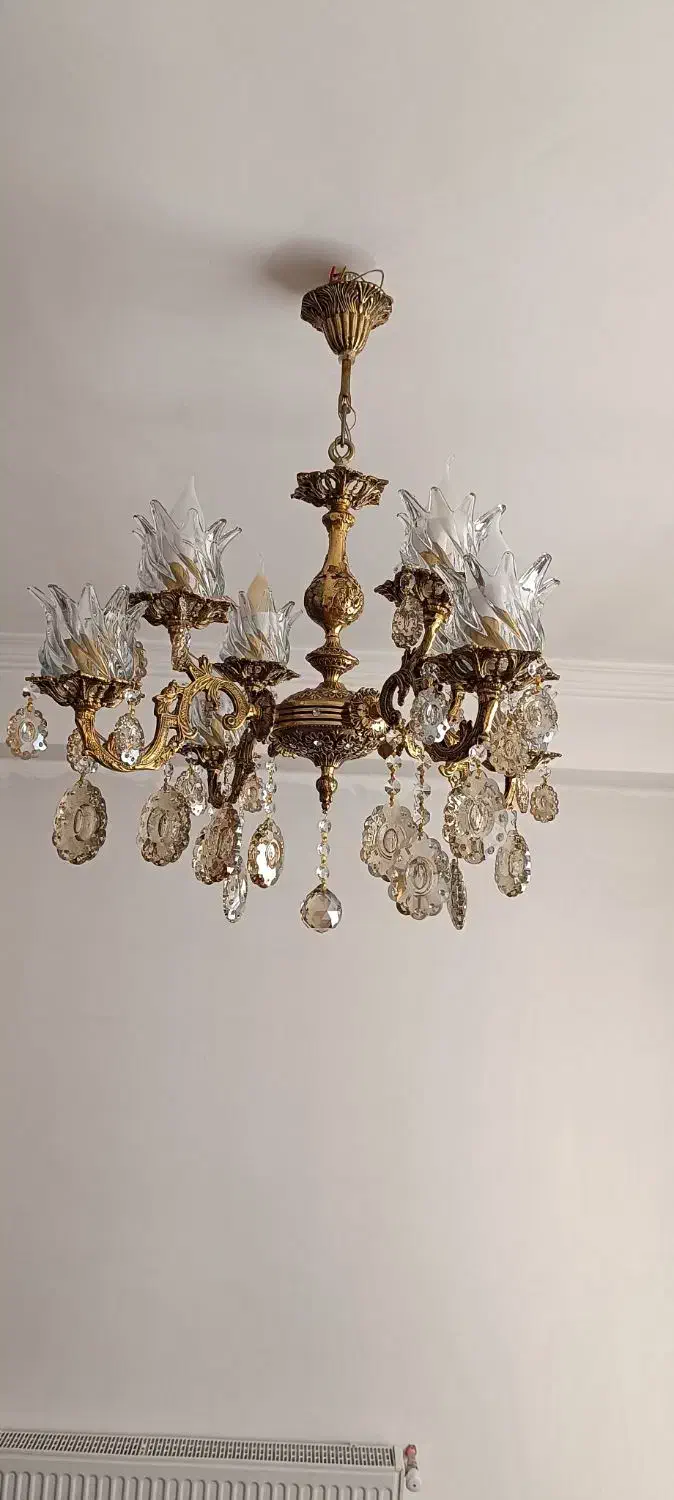 لوستر 4 شاخه 8 لامپه|لوستر و چراغ آویز|تبریز, |دیوار