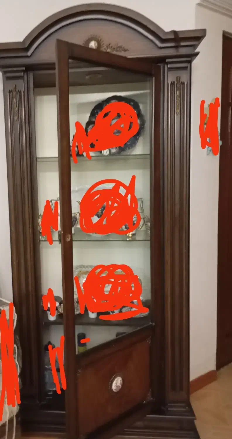 بوفه.گنجه.|بوفه، ویترین، کنسول|نیشابور, دارایی|دیوار