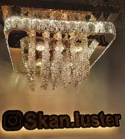 لوستر سقفی استیل طلایی|لوستر و چراغ آویز|تبریز, |دیوار