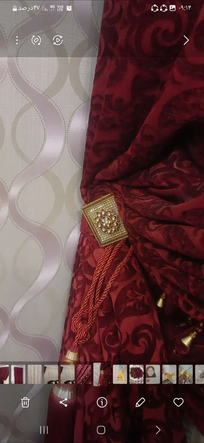 دستک پرده مخمل زرشکی درجه ۱ ترک در حد نو|پرده، رانر، رومیزی|قوچان, |دیوار