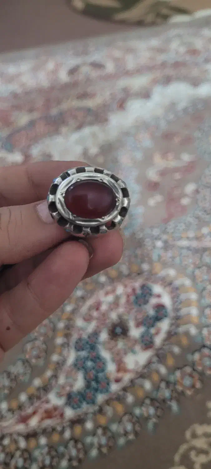 انگشترعقیق بانگین دورفیروزه ای|کلکسیون اشیاء عتیقه|سرپل ذهاب, |دیوار