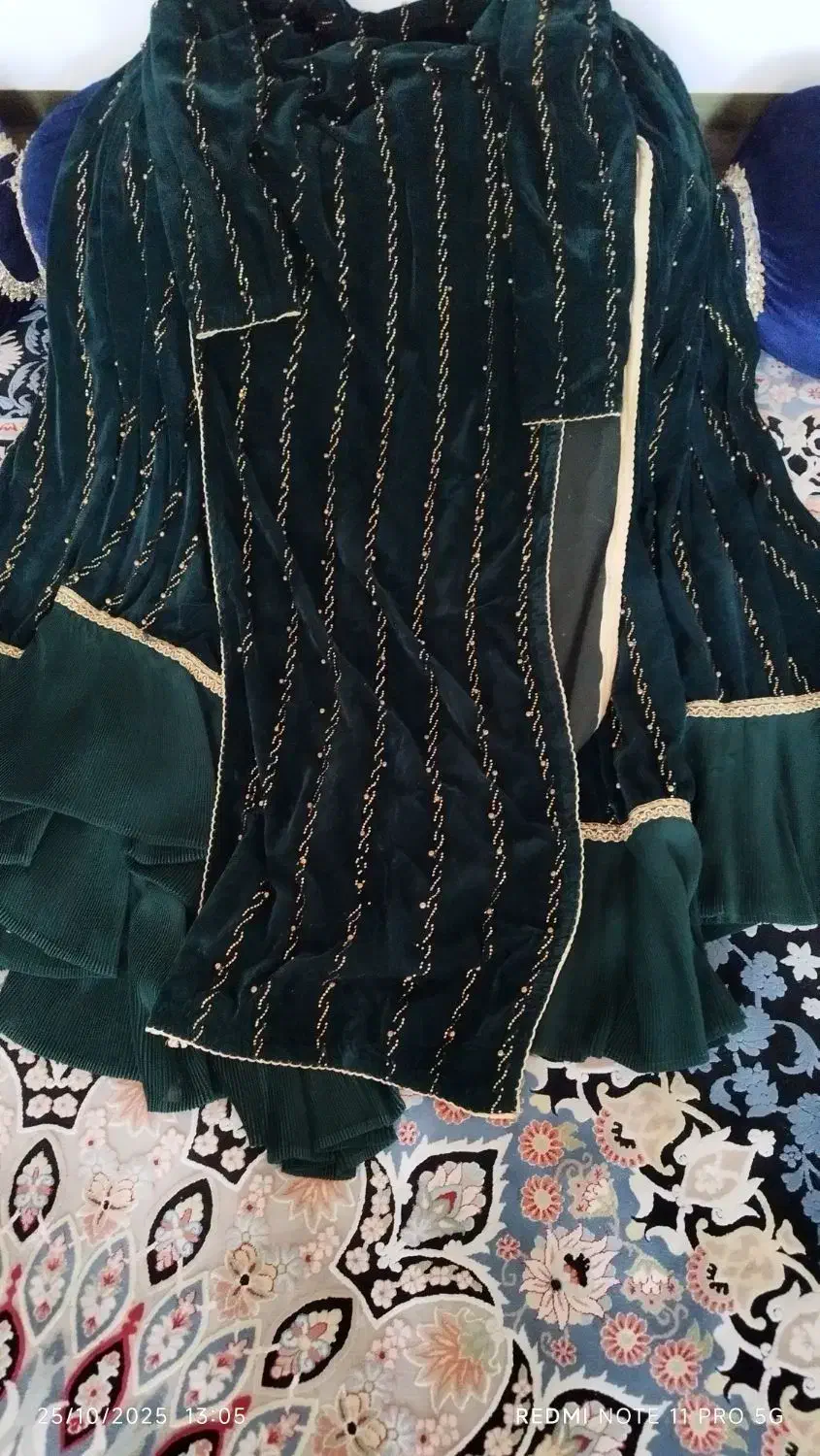 لباس محلی مخمل سبز ماشی خوشرنگ تمیز نو|لباس|یاسوج, |دیوار