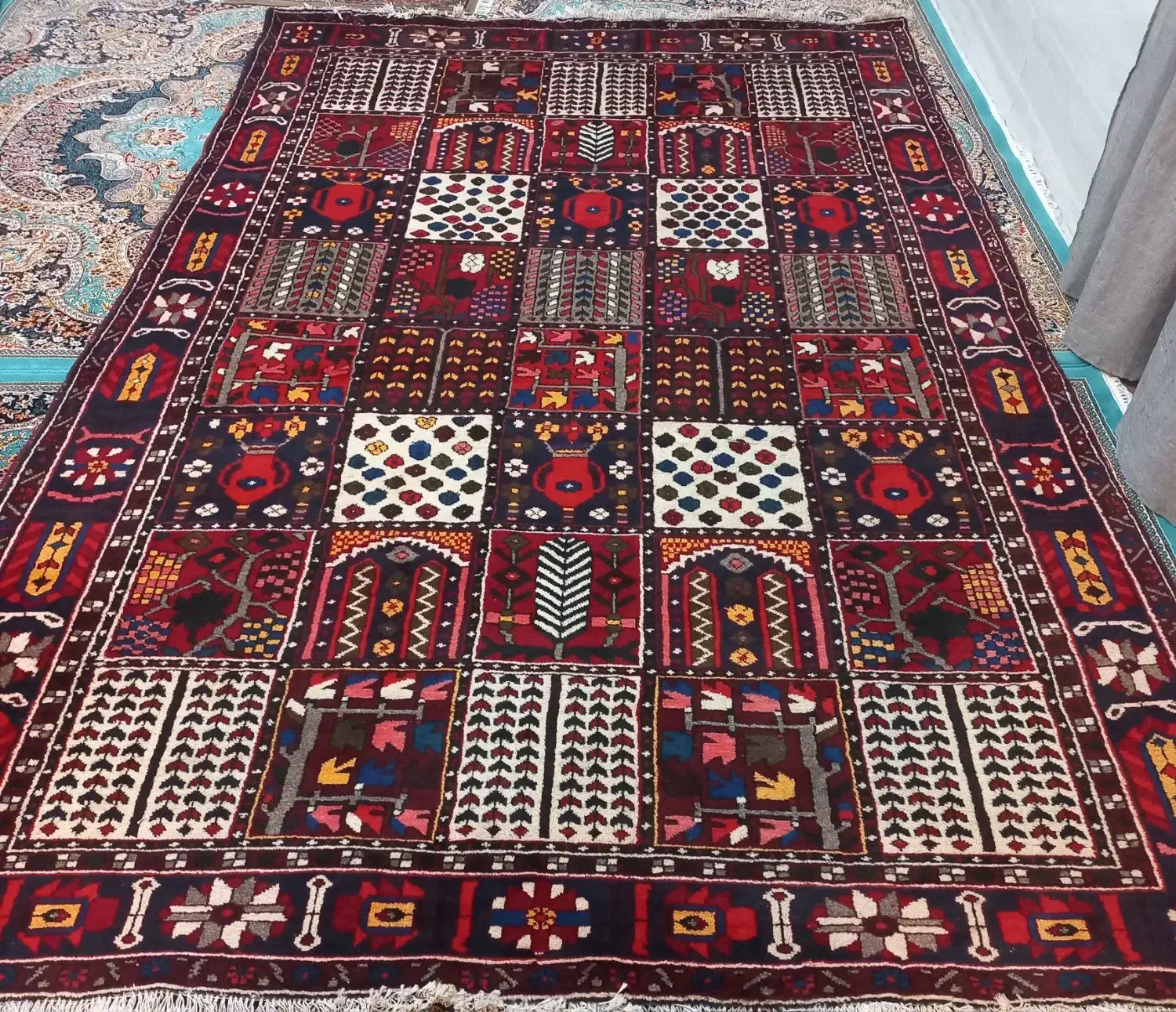 فرش ۶ متری خشتی بختیاری دستبافت|فرش|بومهن, |دیوار