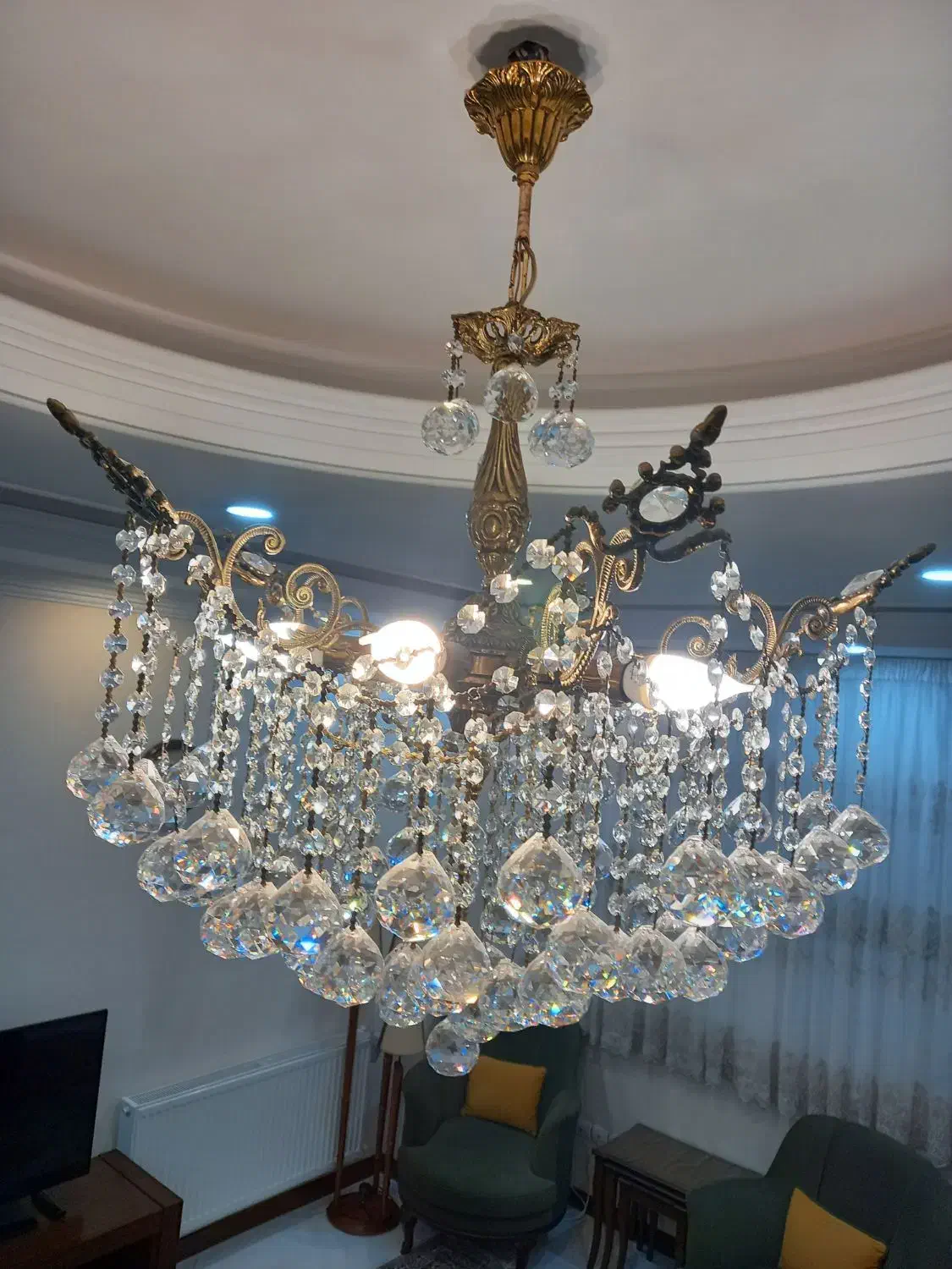 لوستر پنج شاخه|لوستر و چراغ آویز|ری, فیروزآبادی|دیوار