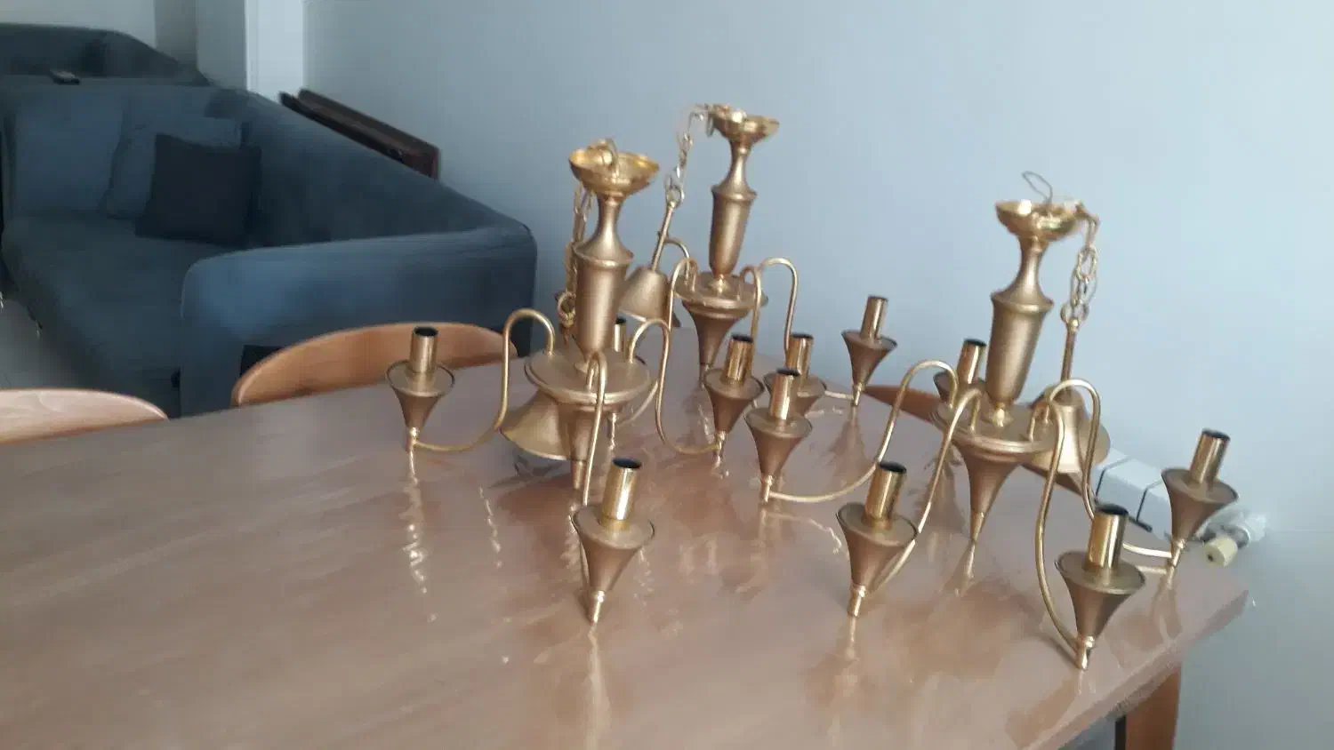 لوستر برنجی طلایی ثابت|لوستر و چراغ آویز|تهران, نارمک جنوبی|دیوار