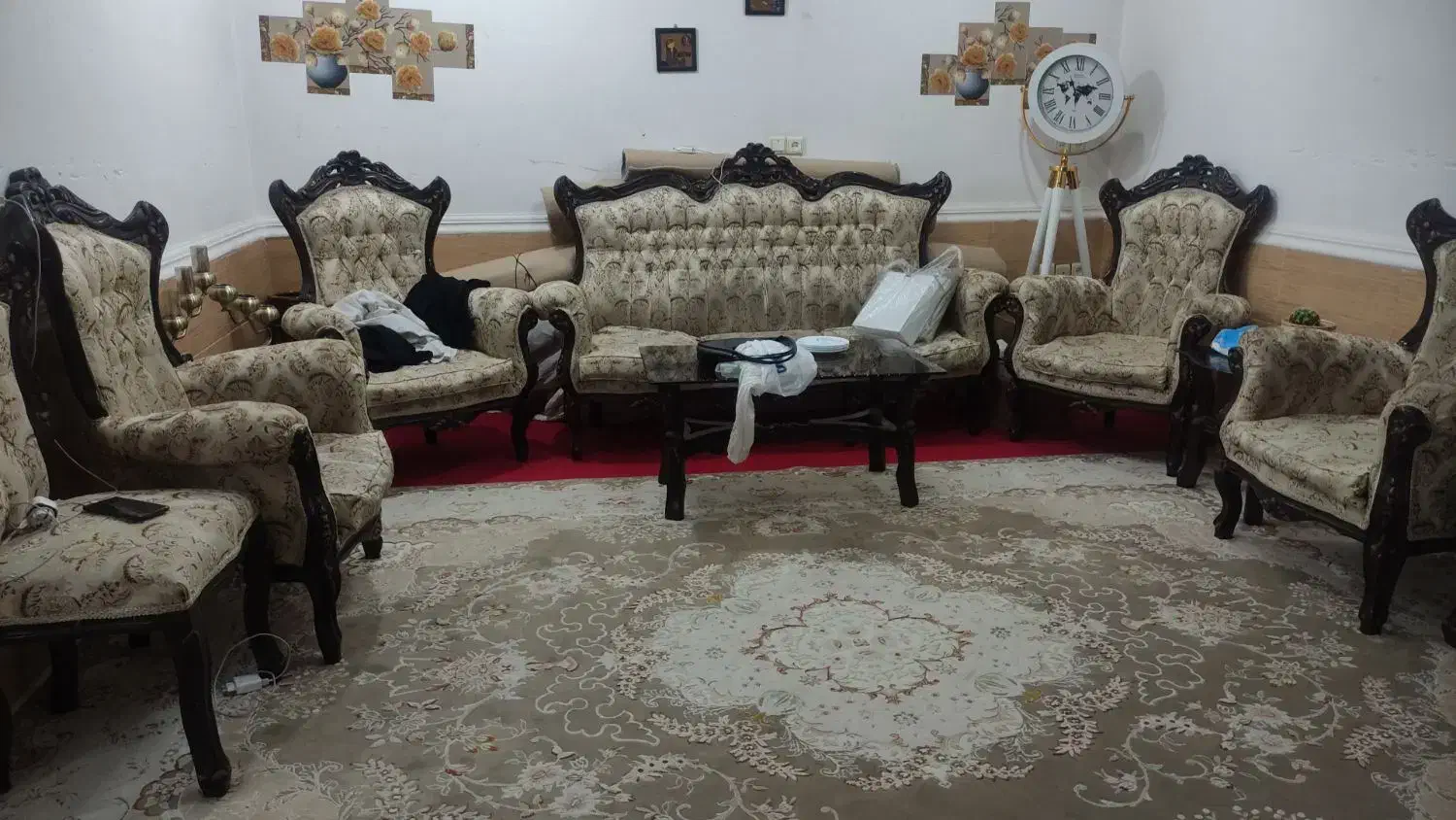 مبل سلطنتی نه نفره|مبلمان خانگی و میز عسلی|بندر گناوه, |دیوار