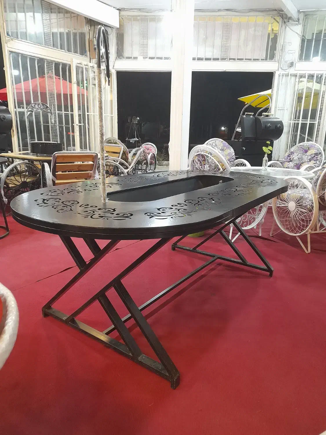 میز آتشدان بیضی ۱ × ۲  مبلمان باغی ویلایی صندلی|مبلمان خانگی و میز عسلی|خمینی‌شهر, |دیوار