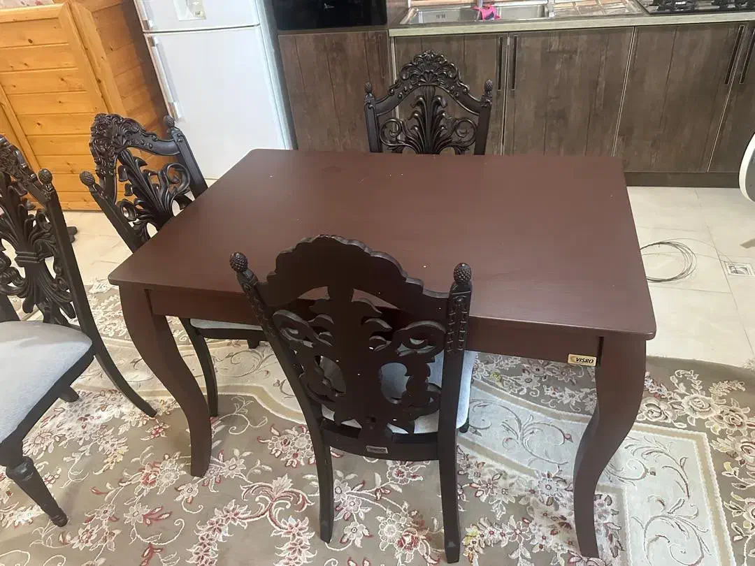 ناهارخوری چهار نفره چوبی|میز و صندلی غذاخوری|شیرود, |دیوار