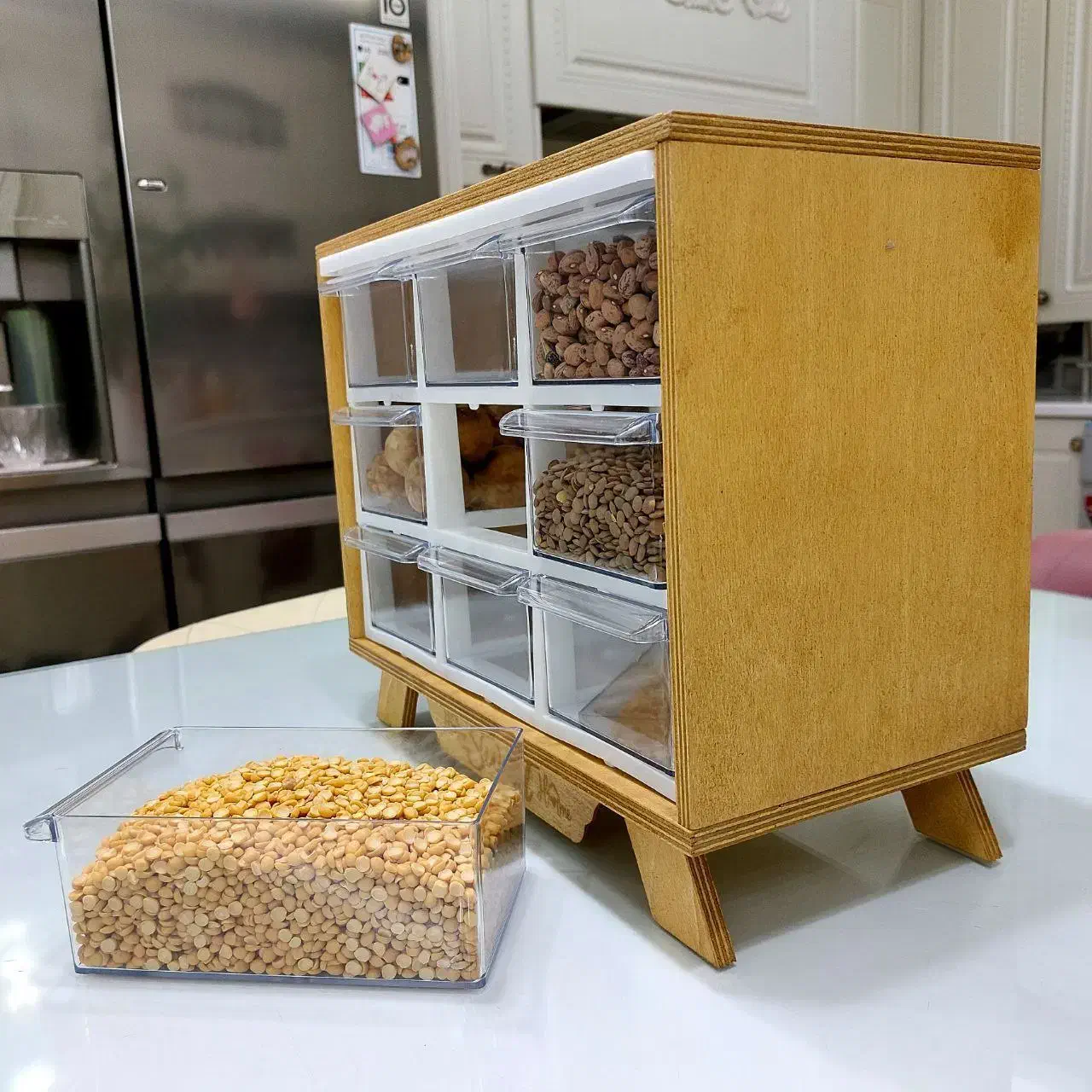 استند ۹کشو حبوبات|ظروف نگهدارنده، پلاستیکی، یک‌بارمصرف|قیروکارزین, |دیوار