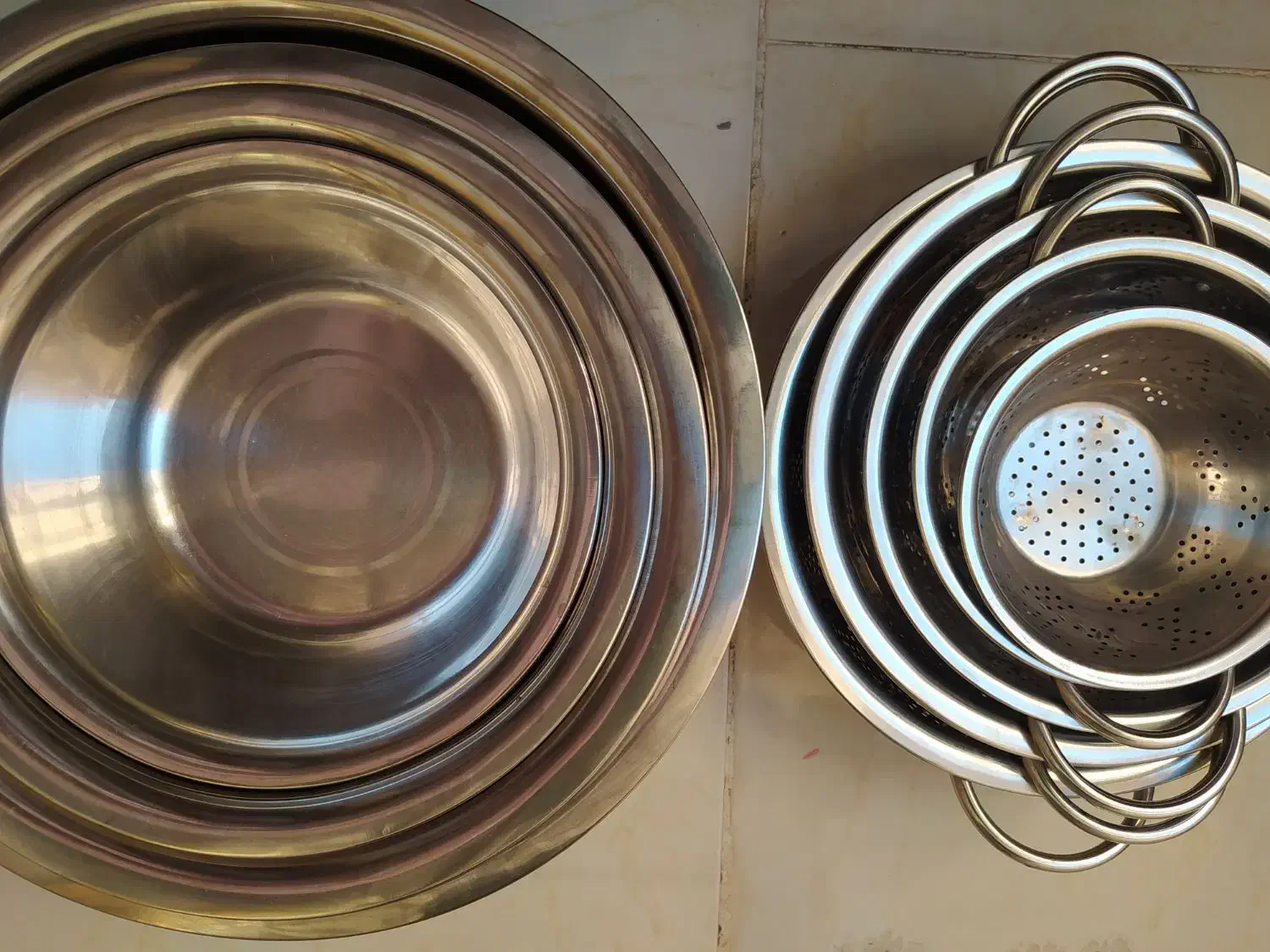 آبکش و لگن استیل گرد|ظروف پخت‌وپز|مشکین‌دشت, |دیوار
