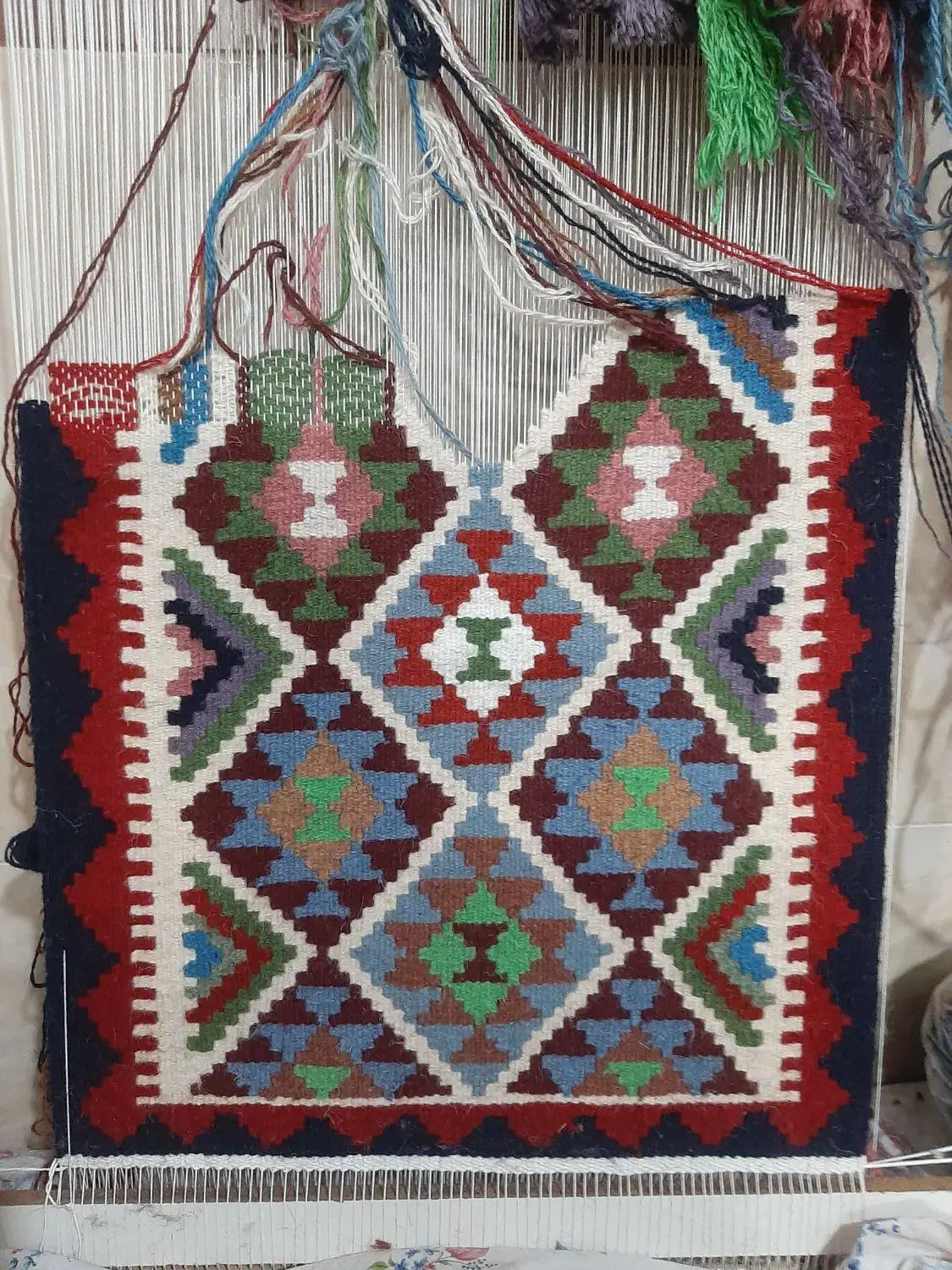 گلیم دست بافت پشمی|گلیم، جاجیم، گبه|زنجان, |دیوار