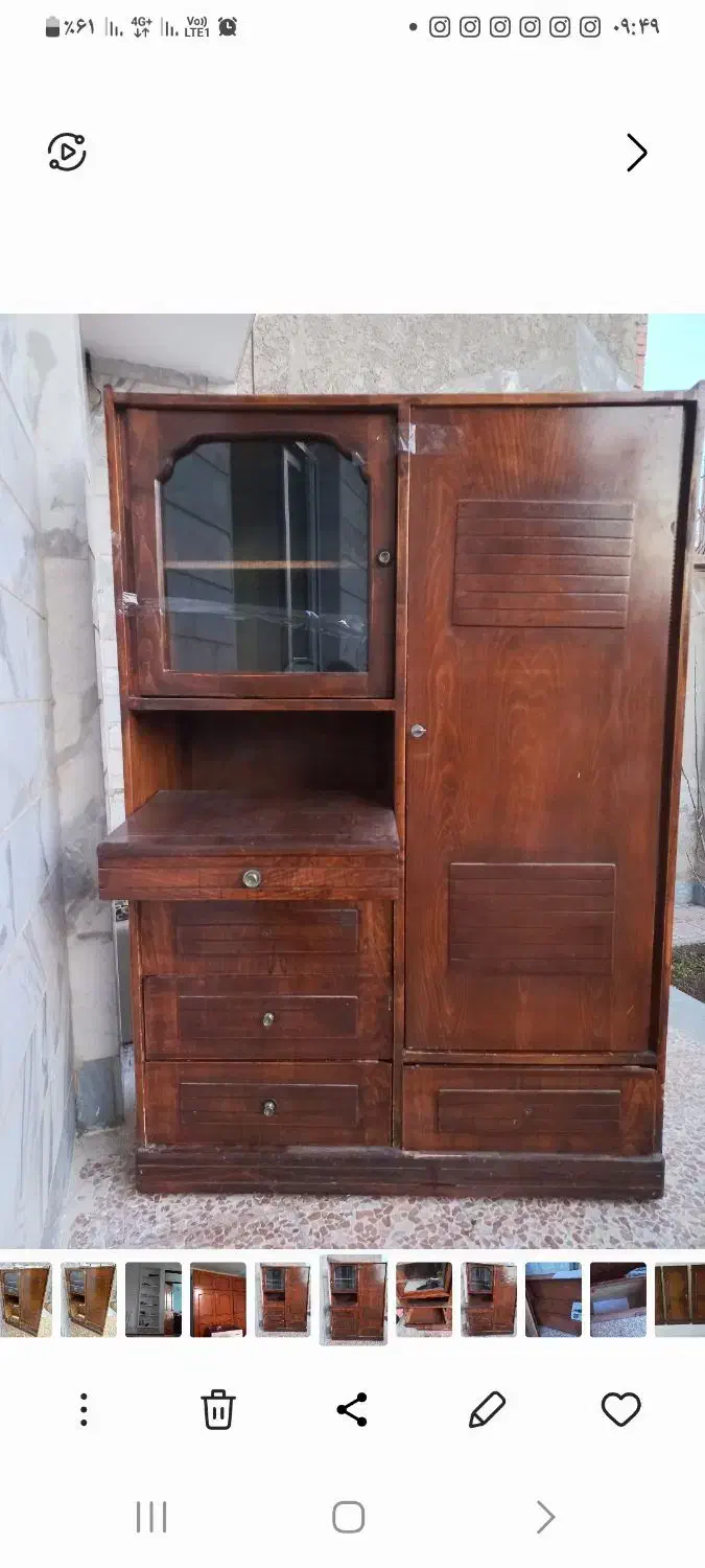 کمد تمام چوب مرغوب دارای ۴ کشو ویک کشوی میز کار|جاکفشی، کمد، دراور|مشگین شهر, |دیوار