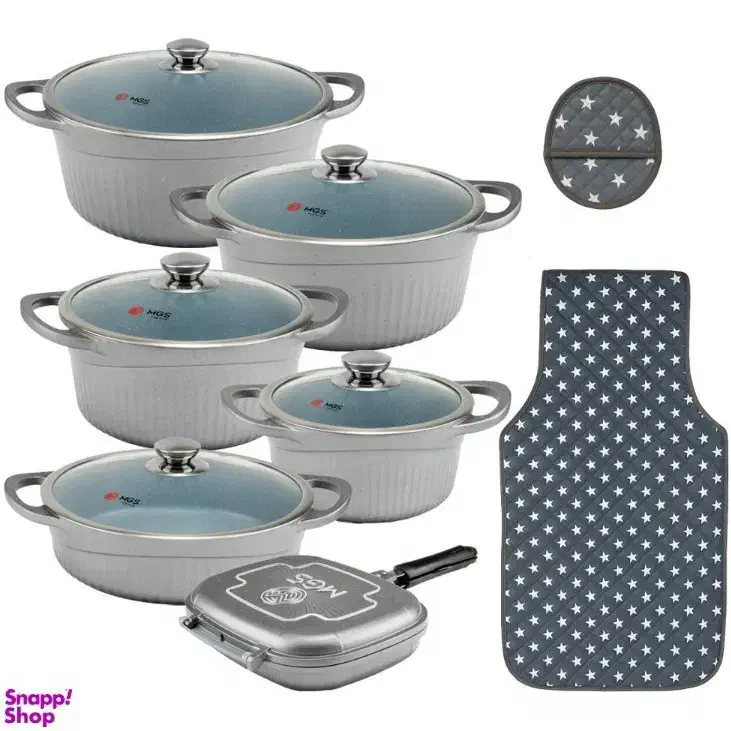 سرویس قابلمه 15 پارچه ام جی اس اصل گرانیتی MGS|ظروف پخت‌وپز|قزوین, |دیوار