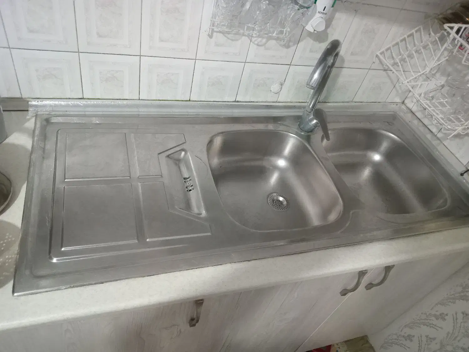 سینک ظرفشویی دولگنه|آب‌چکان و نظم‌دهنده ظروف|تنکابن, |دیوار