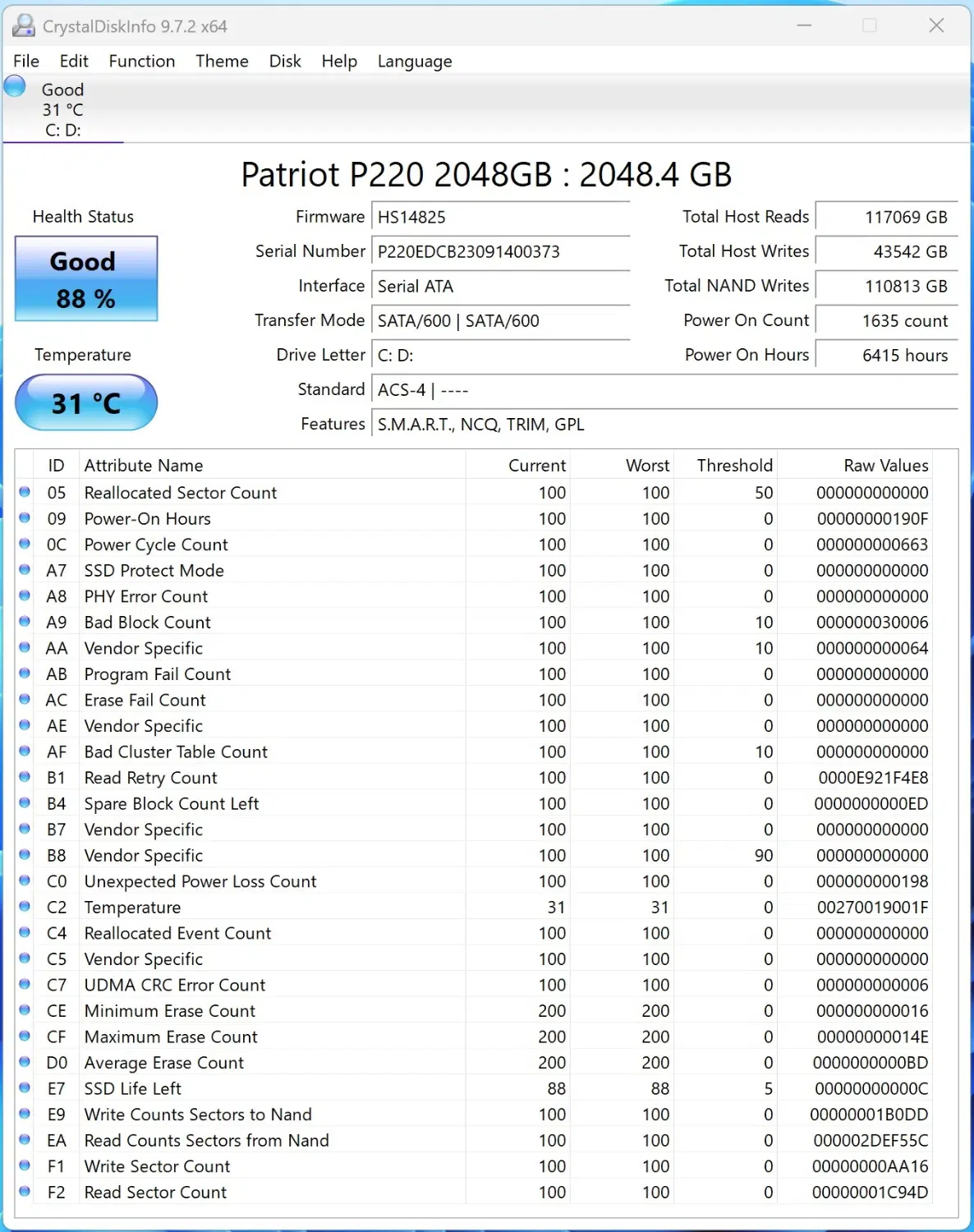 SSD 2TB Patriot P220|قطعات و لوازم جانبی رایانه|تهران, دکتر هوشیار|دیوار