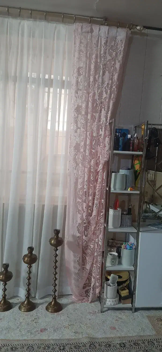 پرده والان دو عدد صورتی|پرده، رانر، رومیزی|چهارباغ, |دیوار
