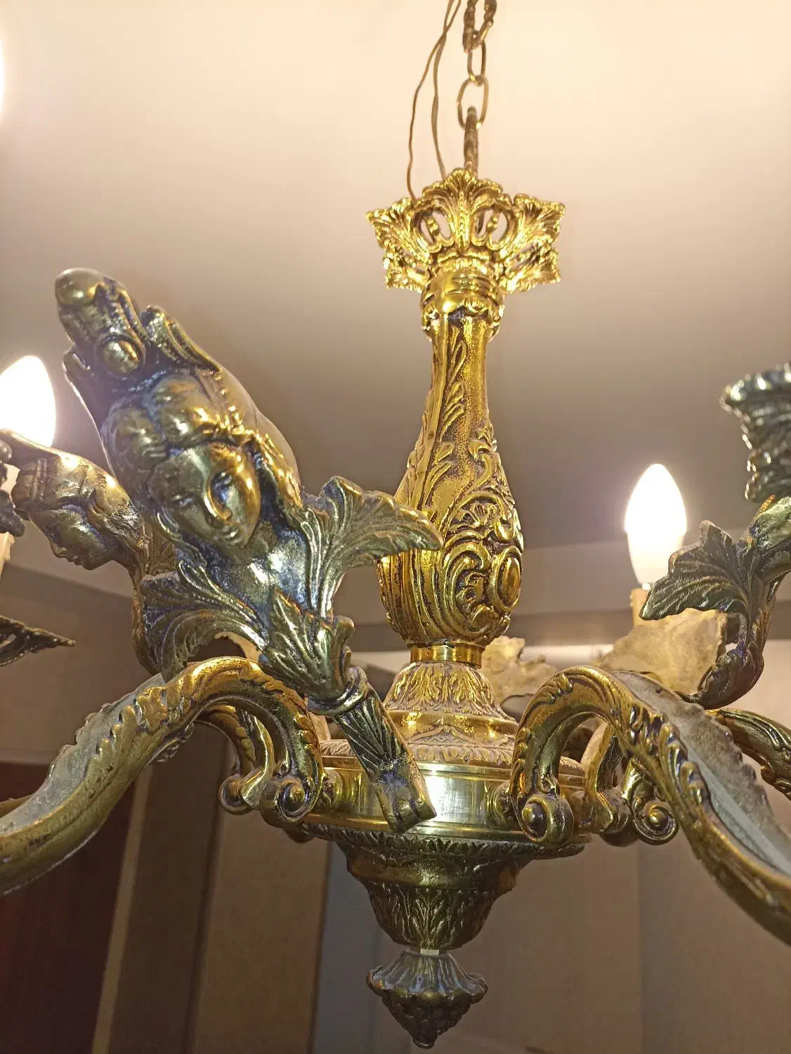 لوستر برنجی اصل سنگین|لوستر و چراغ آویز|کرج, کمالشهر|دیوار