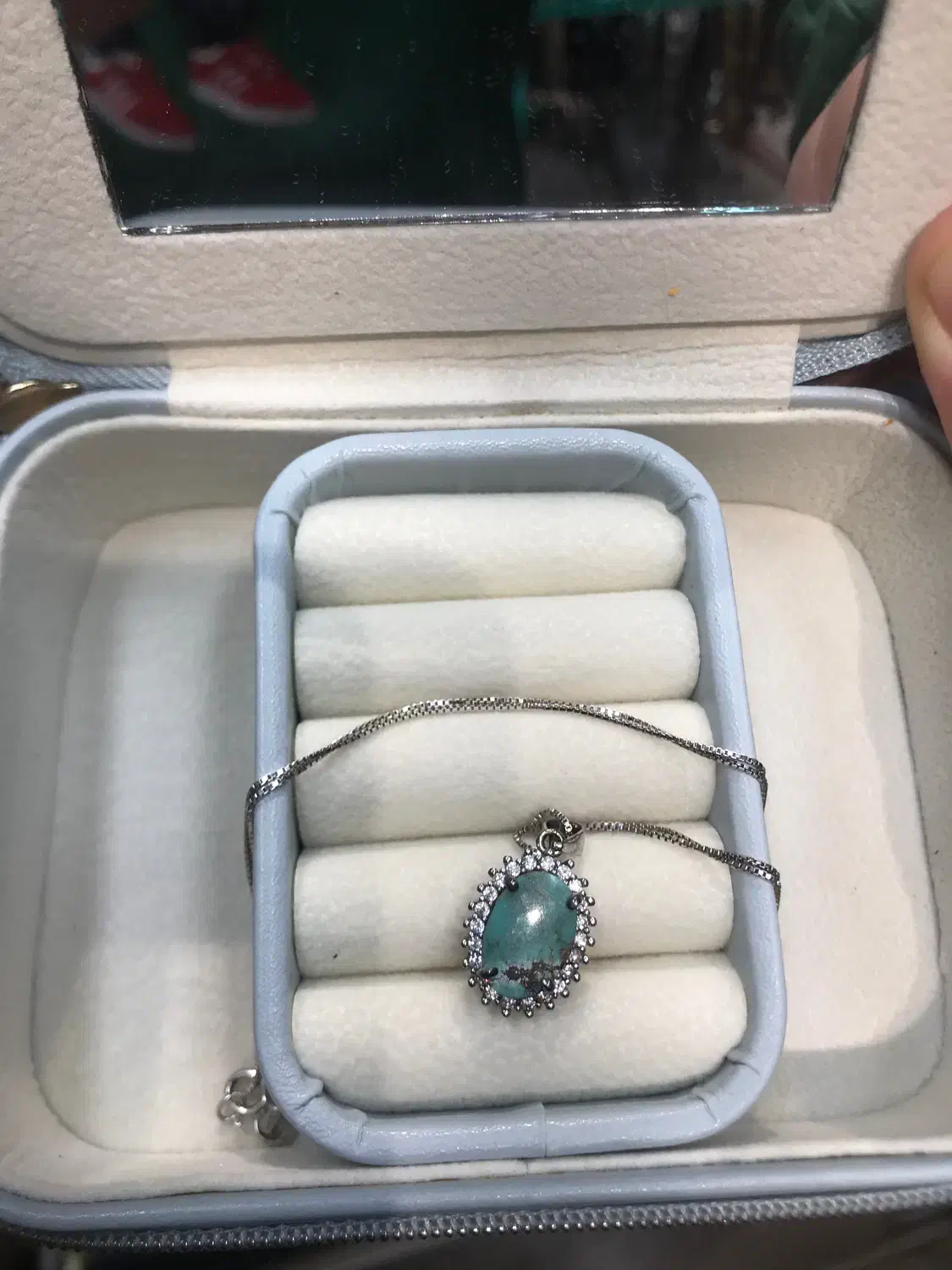 گردنبند نقره ایتالیا نگین فیروزه سبز|جواهرات|تهران, قیطریه|دیوار