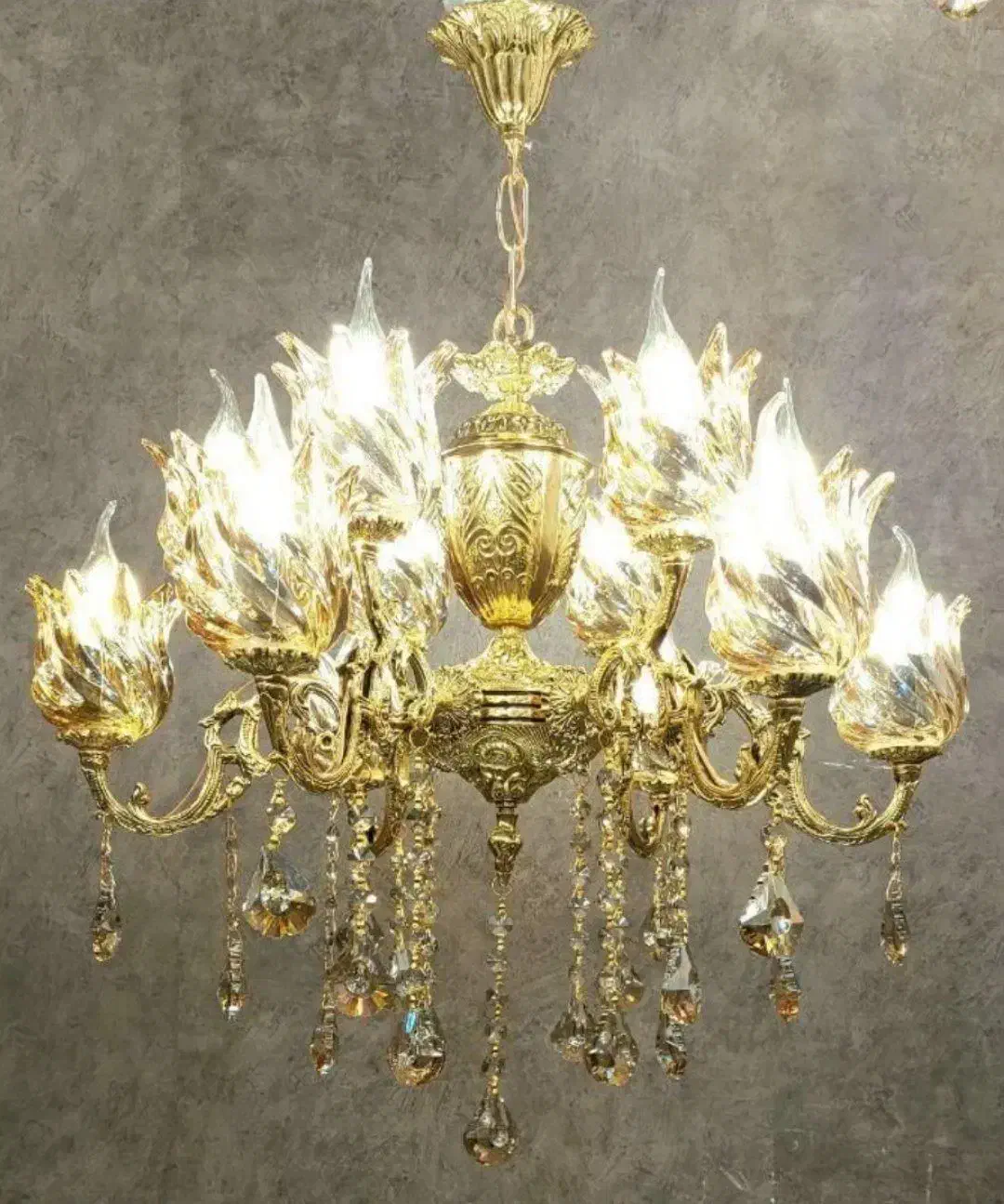 لوستر ۵ شاخه ۱۰ شعله نو و سالم|لوستر و چراغ آویز|قزوین, |دیوار