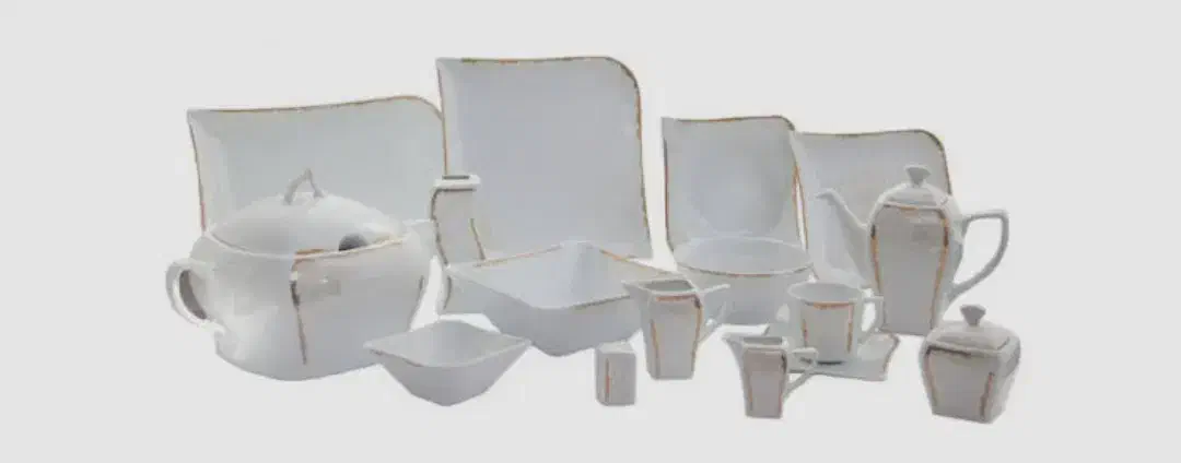 سرویس چینی ۲۴نفره طوس اسکوار لبه طلایی|ظروف سرو و پذیرایی|رباطکریم, رباطکریم|دیوار