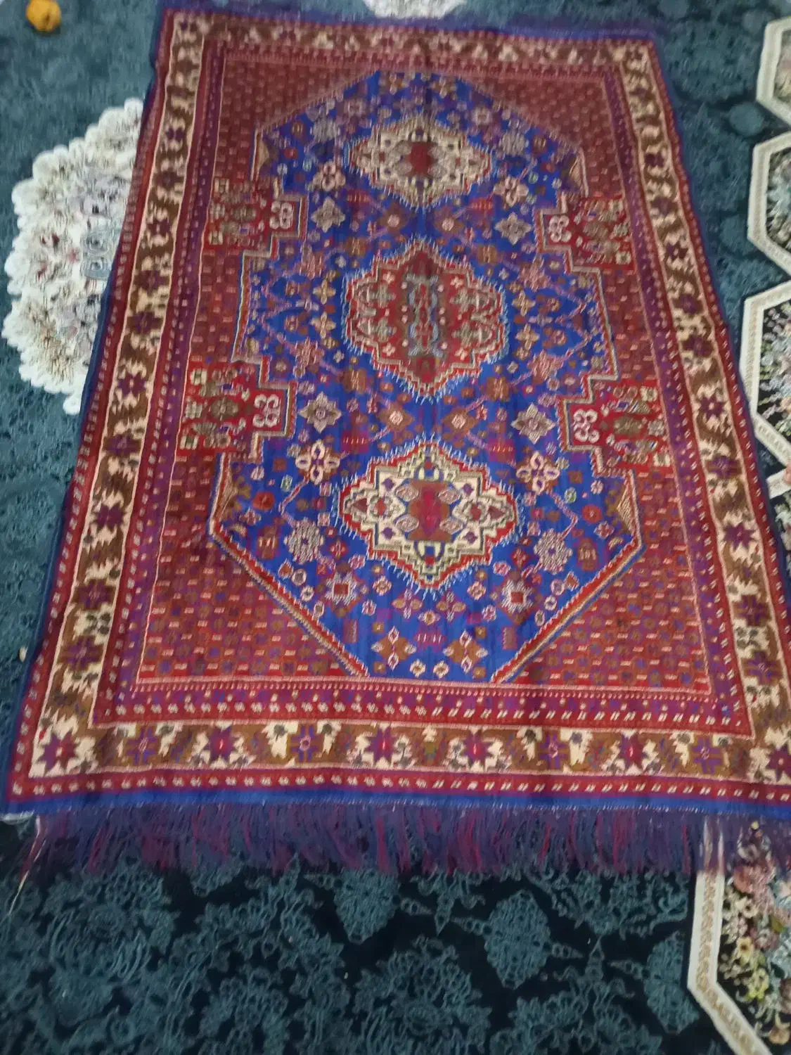 قالیچه فرش ماشینی کوچیک قدیمی سرمه‌ای|فرش|تهران, شیوا|دیوار