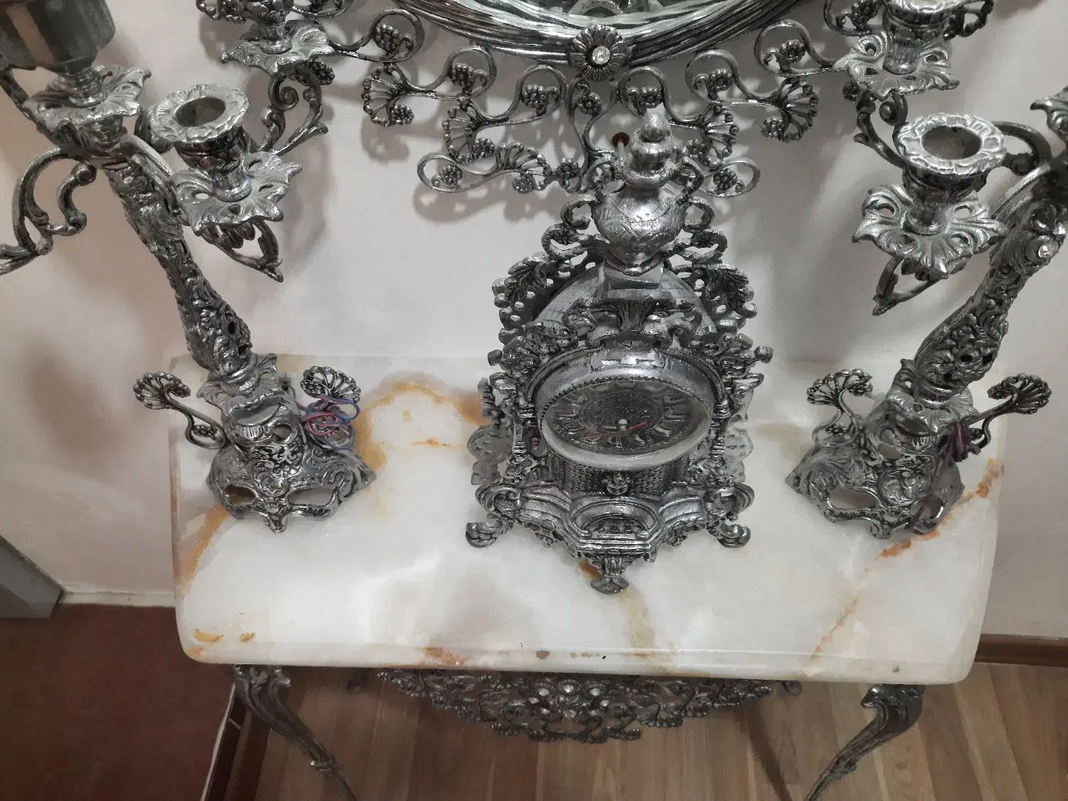 آینه و شمعدان با جنس برنج، صفر نو|آینه|اهر, |دیوار