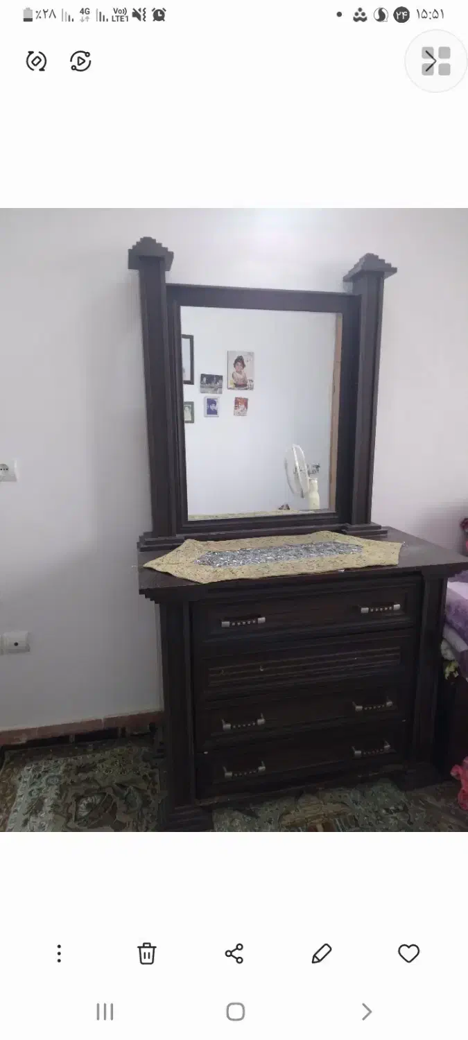 دراور ۴ کشو با آینه سیار|جاکفشی، کمد، دراور|بندر گز, |دیوار