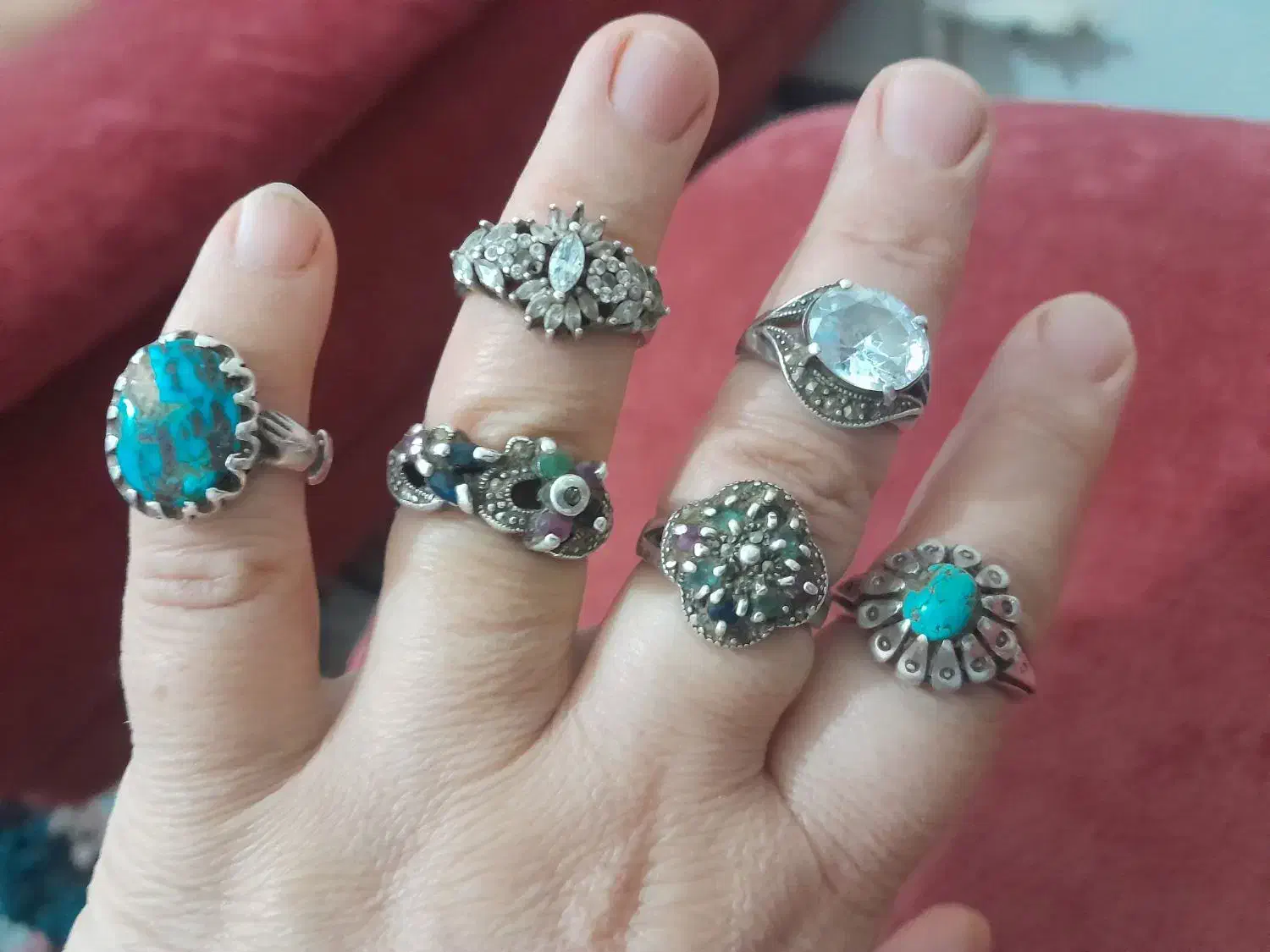 انگشترهای زنانه قدیمی با سنگ اصل|جواهرات|کرج, مصباح|دیوار