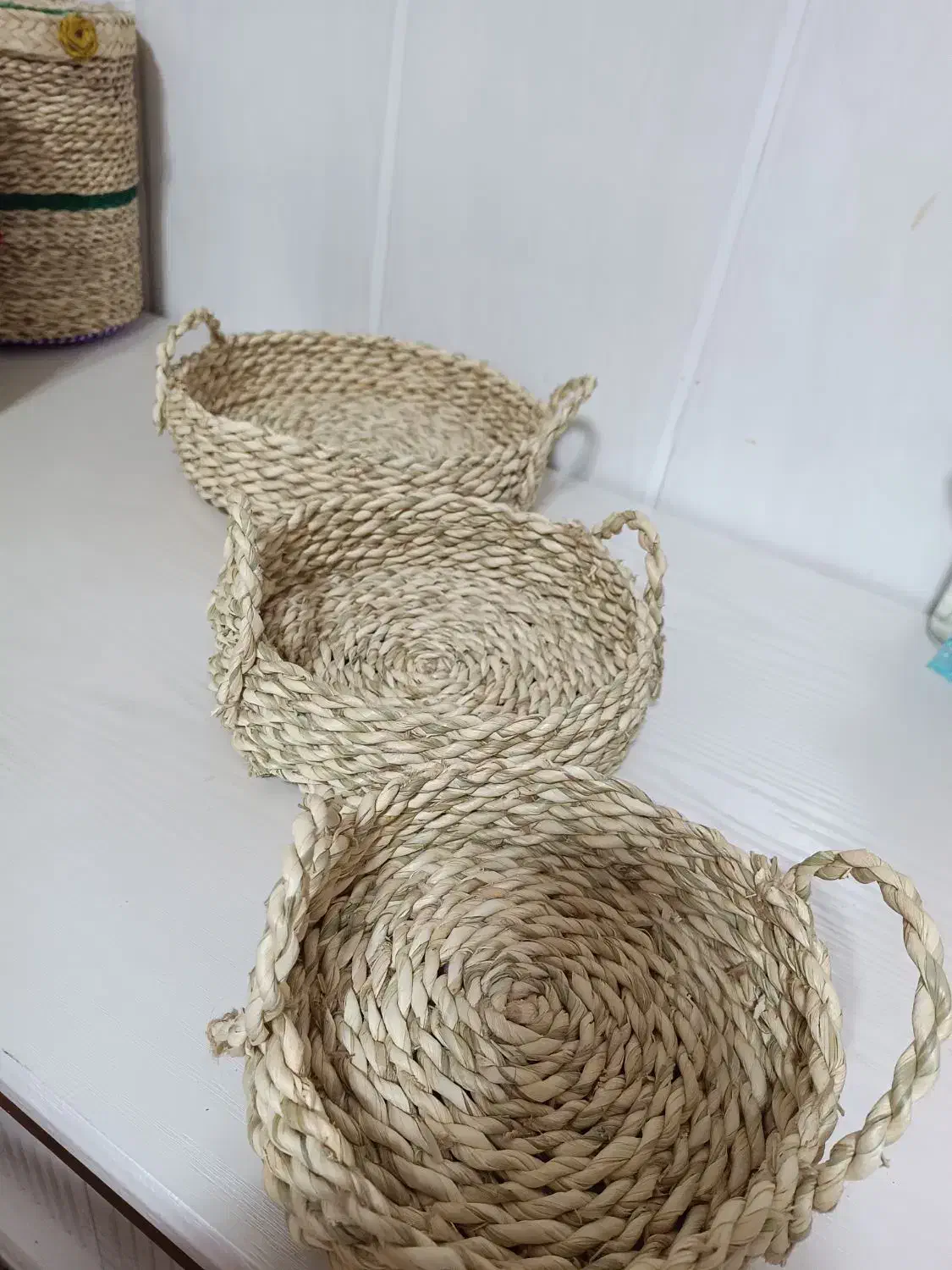 ست سه تیکه حصیری|صنایع دستی و سایر لوازم تزئینی|قم, چهل درخت|دیوار