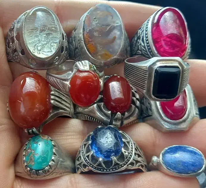 ۱۱ عدد انگشتر نقره اصل|جواهرات|رفسنجان, |دیوار
