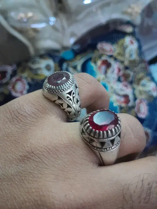 انگشتر نقره عقیق یمنی ویاقوت معدنی|جواهرات|بیرجند, |دیوار