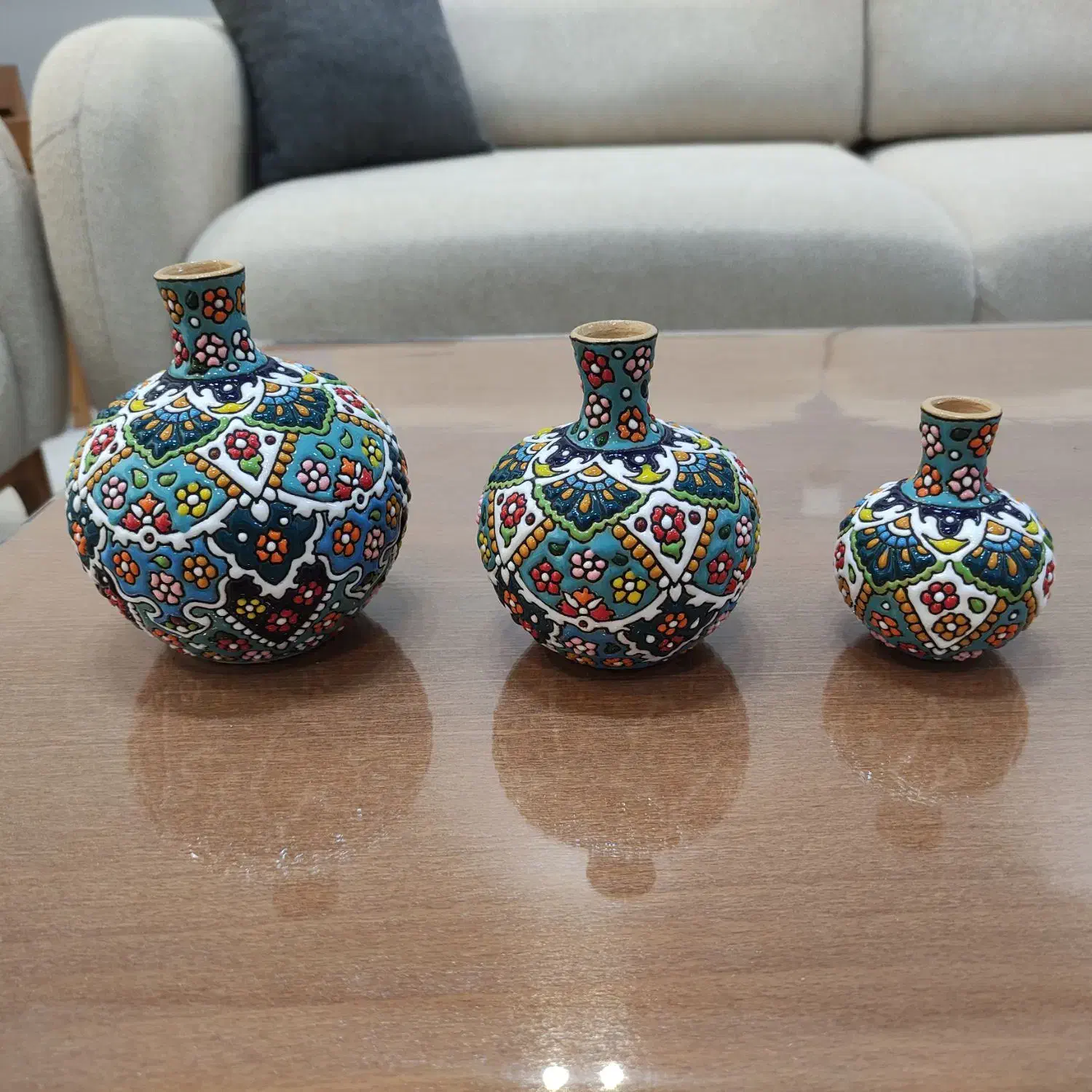 سه عدد گلدان مینا کاری|مجسمه، تندیس، ماکت|لار, |دیوار