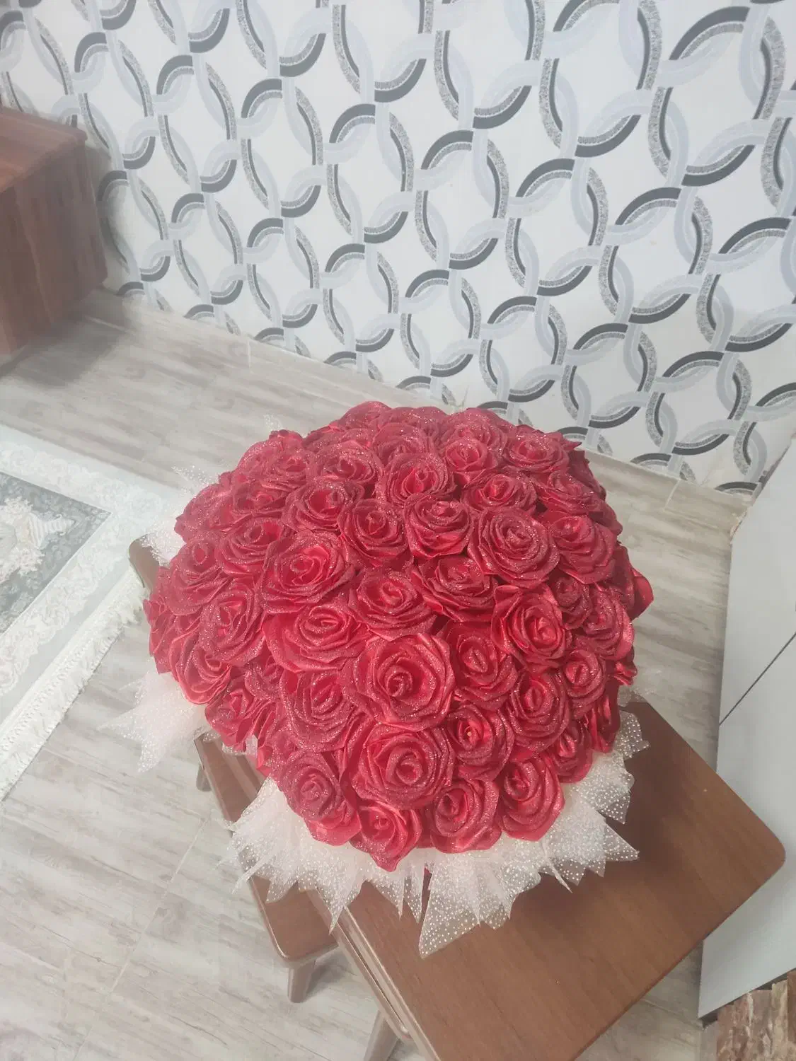 گل روبانی 90 شاخه شاین دار قلبی|گل مصنوعی|کرمانشاه, |دیوار