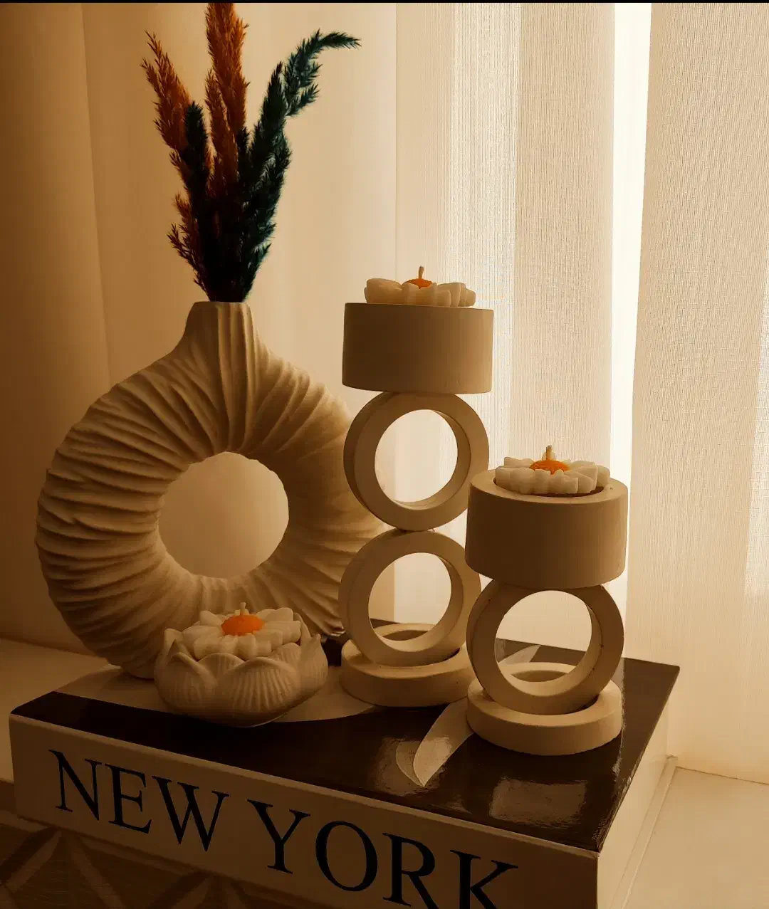 ترکیب سنگ و شمع|صنایع دستی و سایر لوازم تزئینی|اشتهارد, |دیوار