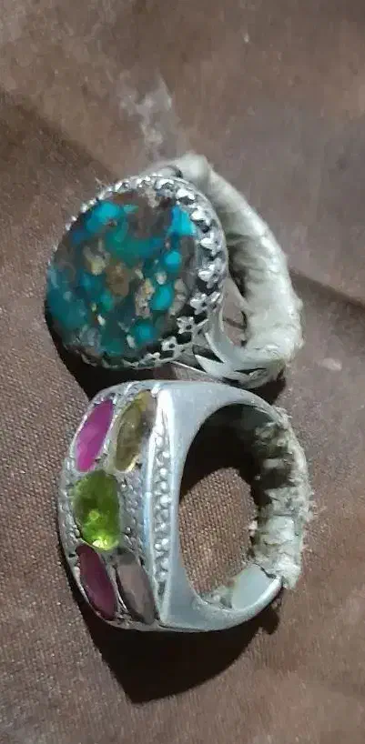 دو انگشتر یاقوت معدنی فیروزه نیشابور|جواهرات|زابل, |دیوار