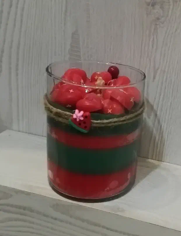 شمع دو رنگ قلب قلبی یلدا|صنایع دستی و سایر لوازم تزئینی|تبریز, |دیوار