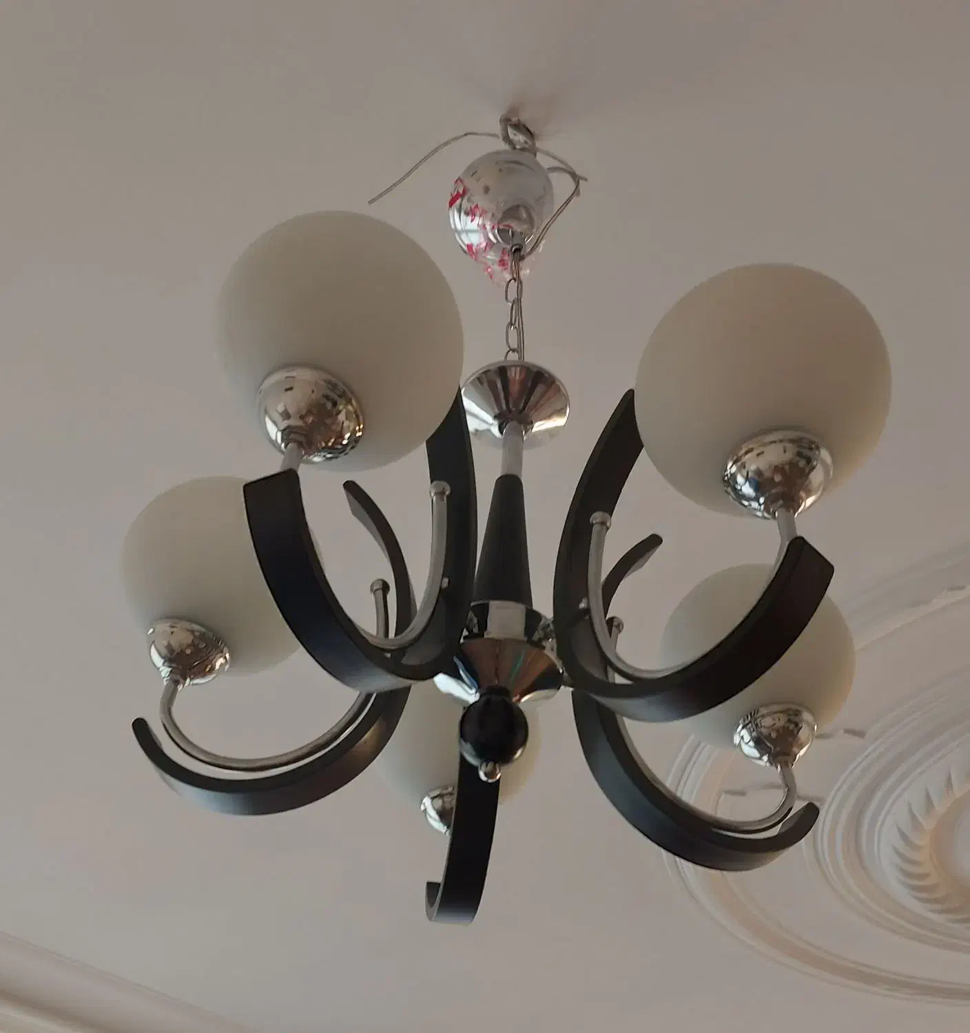 لوستر ۵ شعله ابکاری. گلد. کروم|لوستر و چراغ آویز|یزد, |دیوار